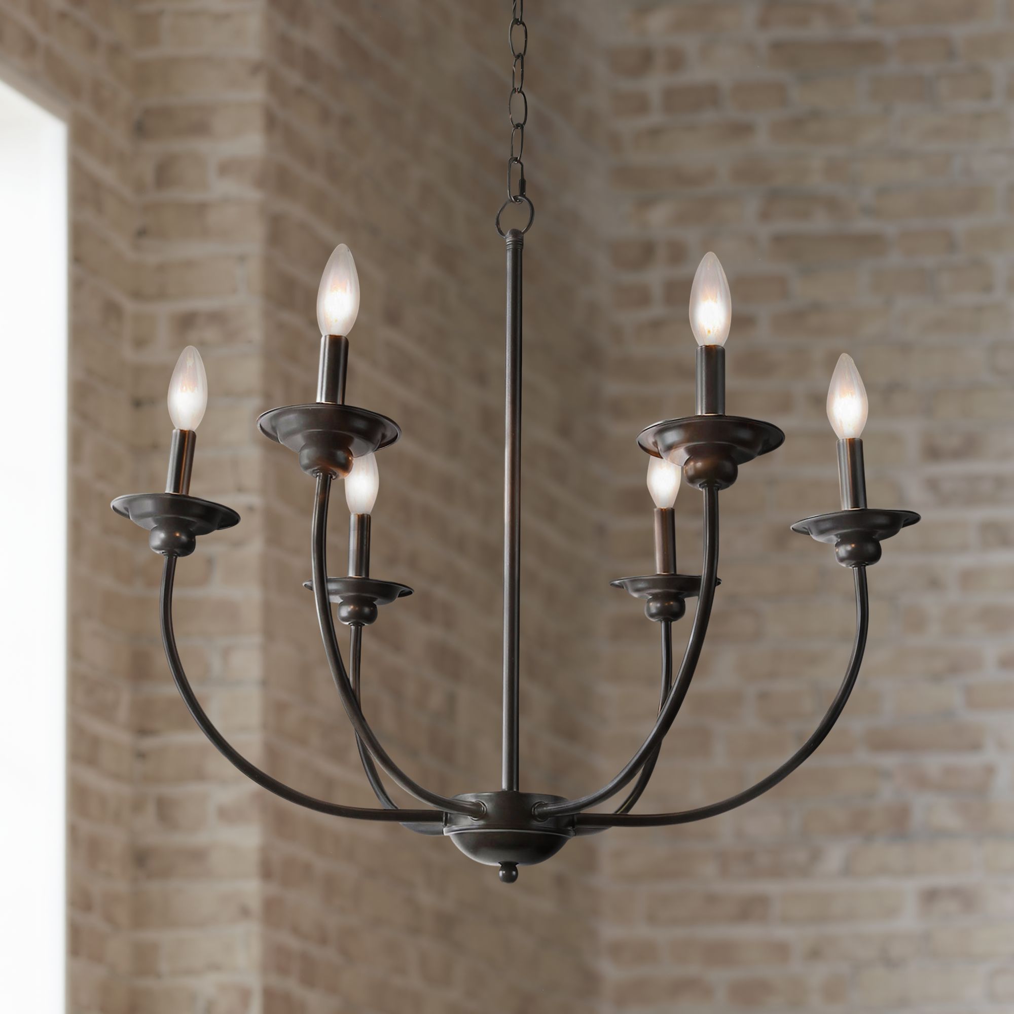 Arlin 26" Wide Black 6-Light Candle Chandelier