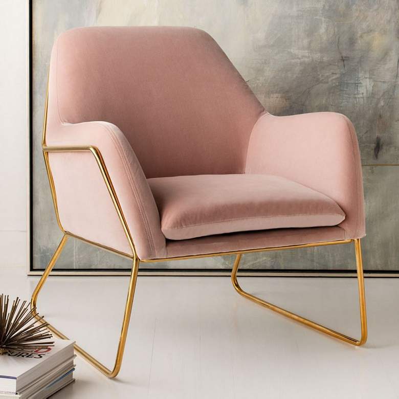 Misty Metal Frame Blush Accent Chair 85N05 Lamps Plus