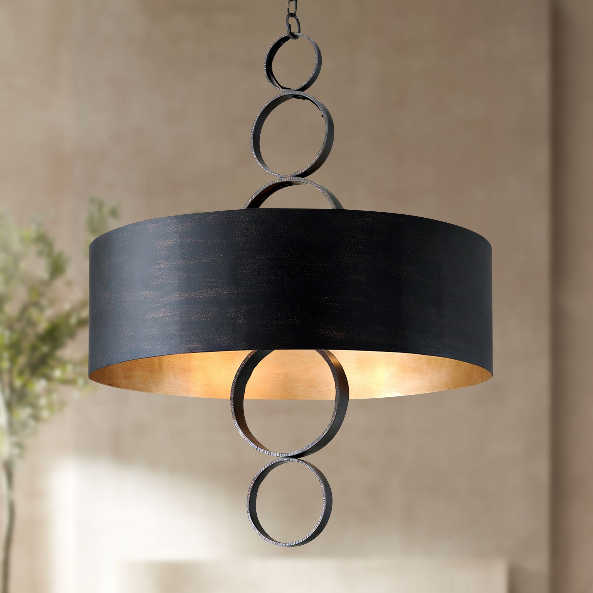 Rivington 36 1 4 Wide Charred Copper Drum Pendant Light 85P72   85P72cropped.fpx