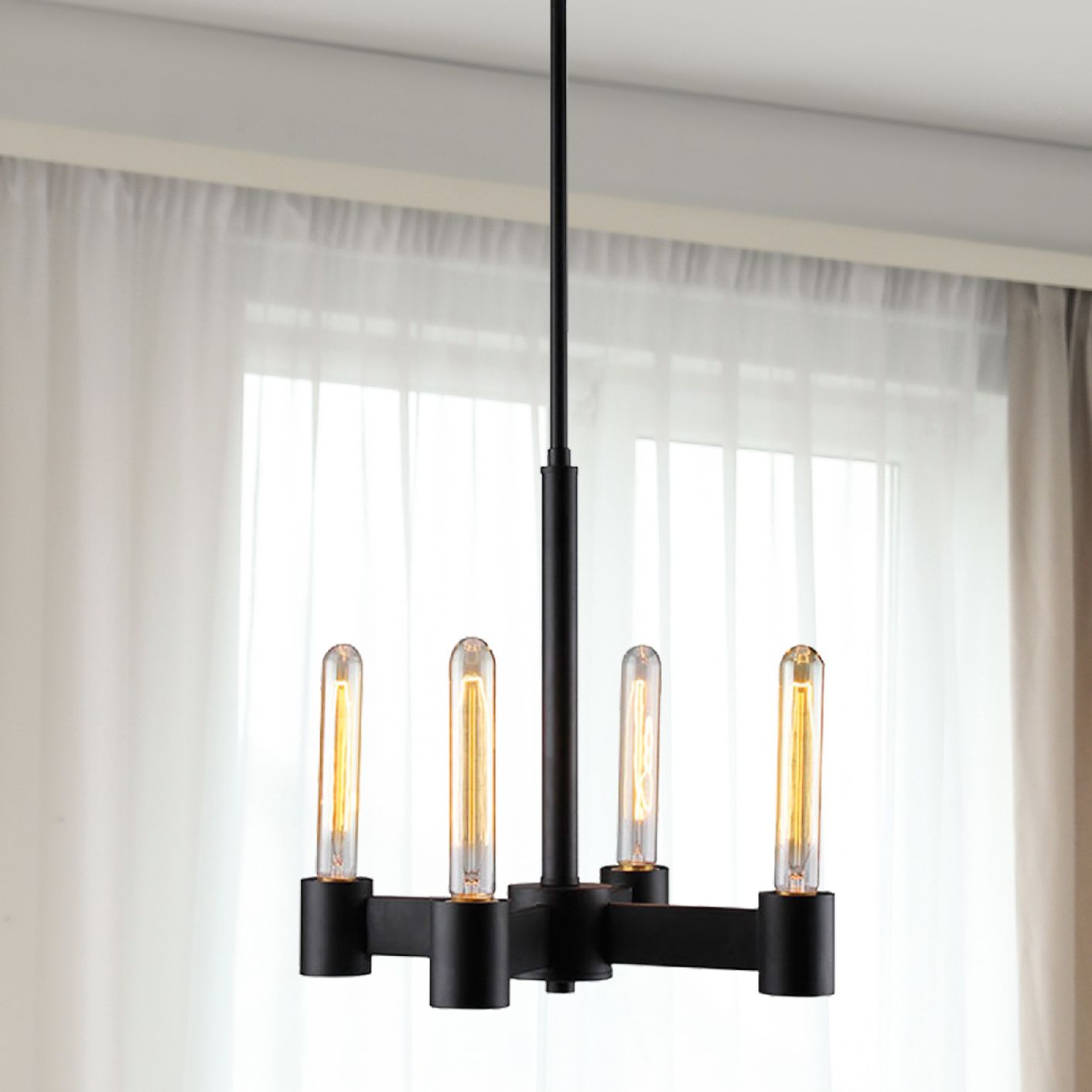 Eglo Broyles 15" Wide Matte Black Chandelier