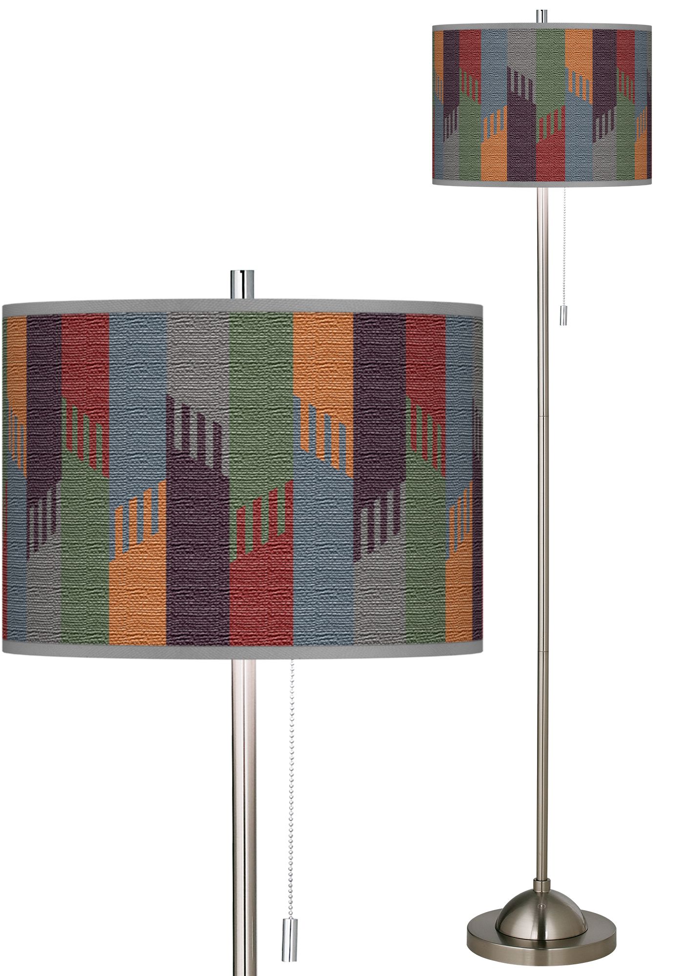 Tassels Brushed Nickel Pull Chain Floor Lamp 85R09 Lamps Plus