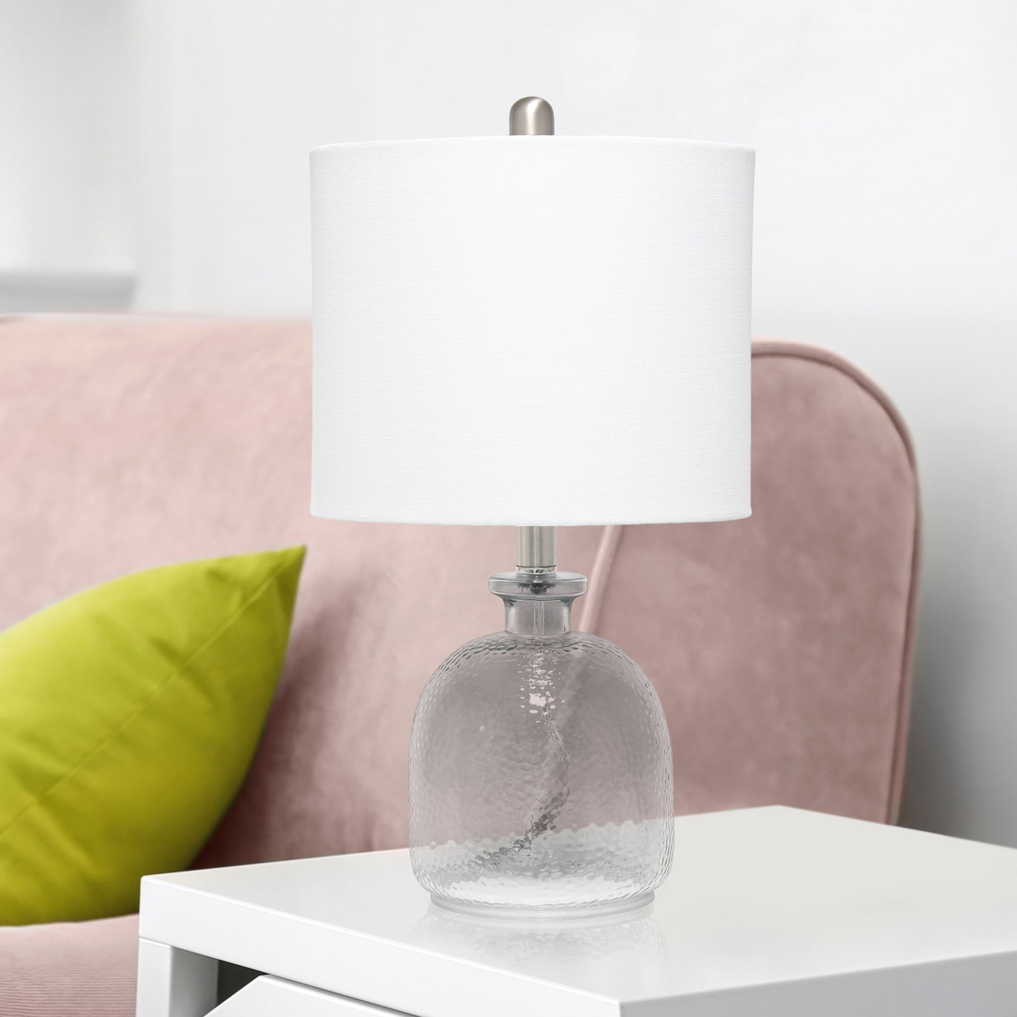 Lalia Home White and Smokey Gray Glass Jar Accent Table Lamp