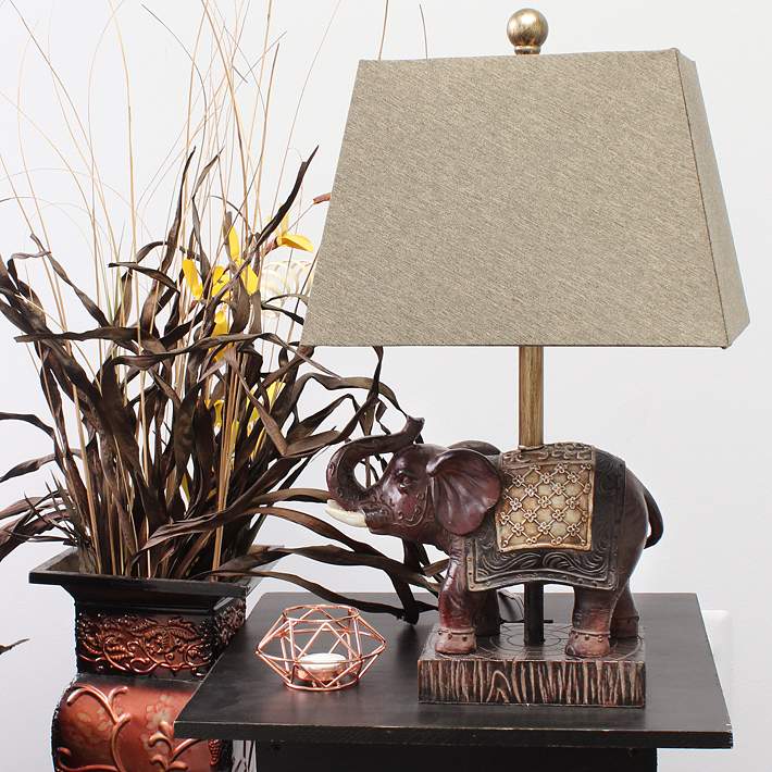 Home Elephant Brown Accent Table Lamp, Elephant Table Lamp