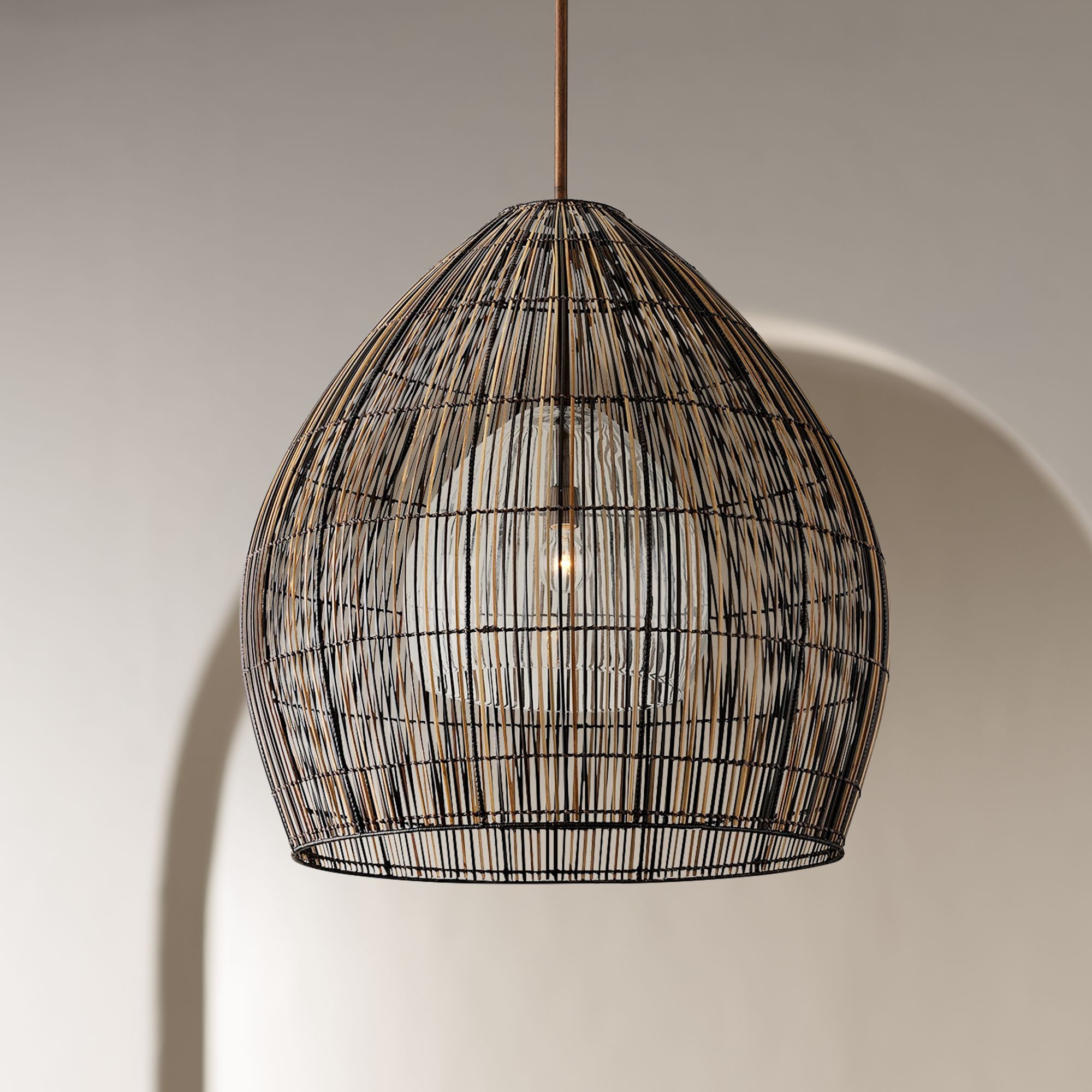 Holden 35" Wide Bronze Woven Dome Pendant Light - #85T07 ...