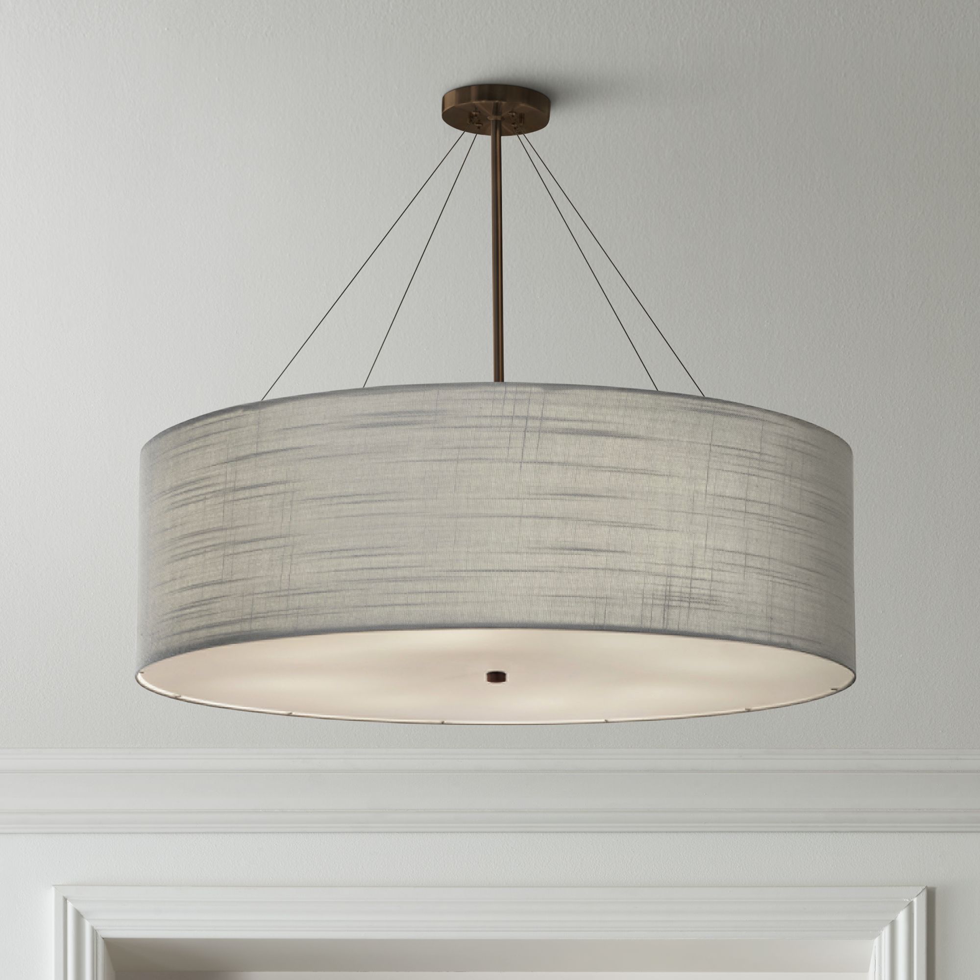 Textile™ Classic 36"W Bronze Gray Drum Pendant Light