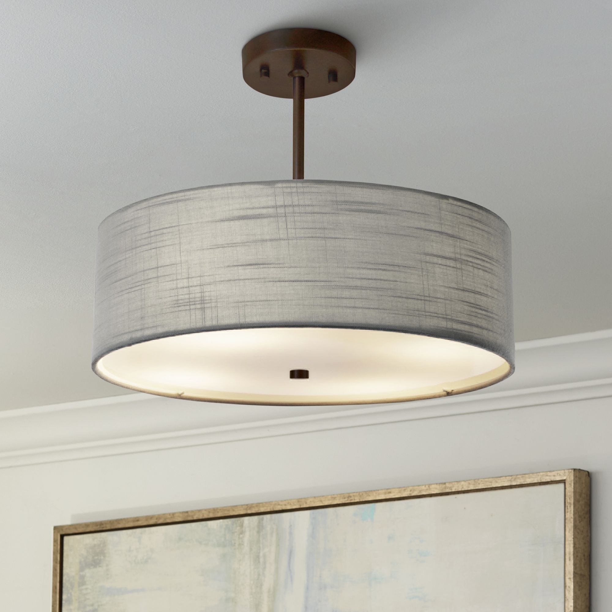 Textile™ Classic 18"W Bronze Gray Drum Pendant Light