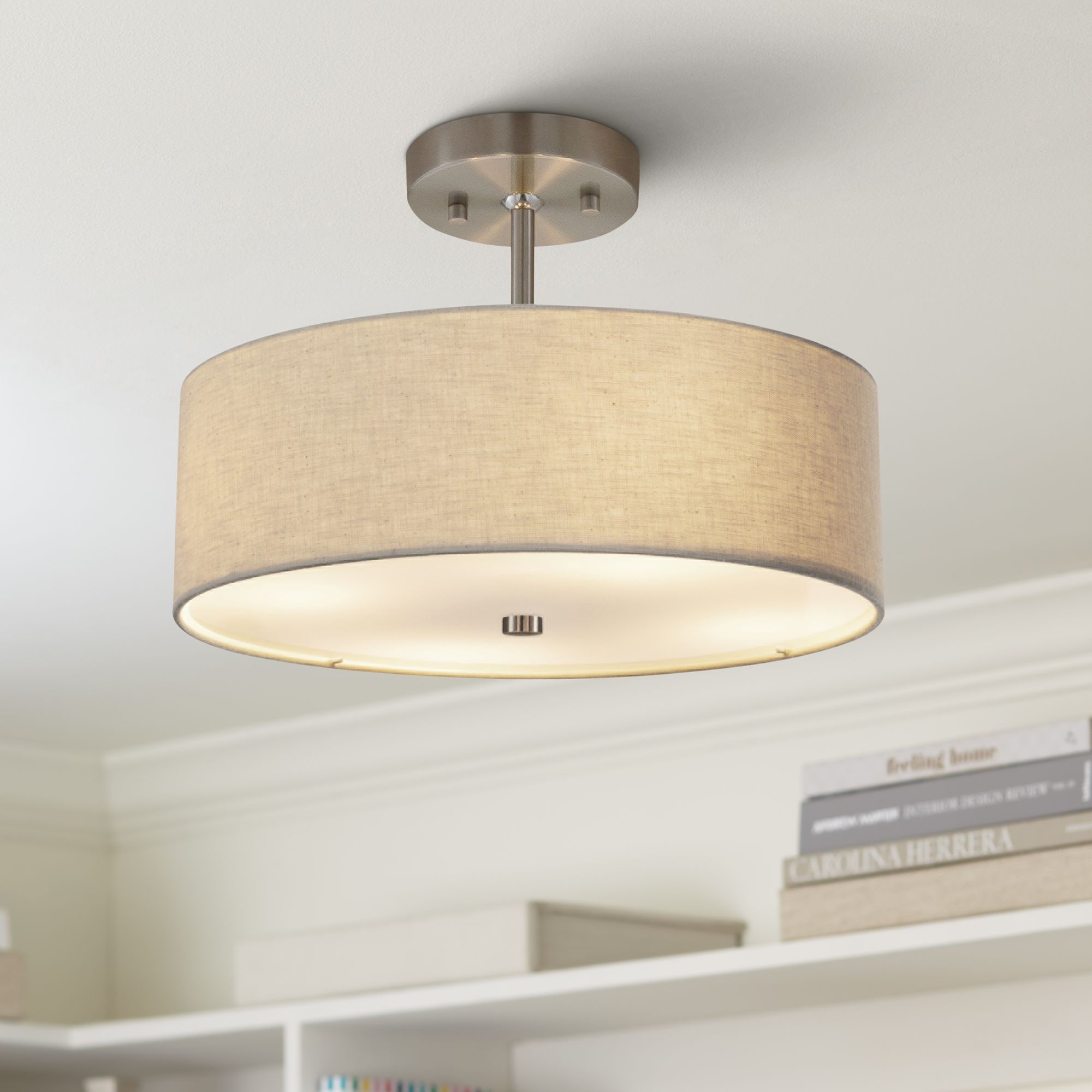 Textile™ Classic 14"W Nickel Cream Drum Pendant Light