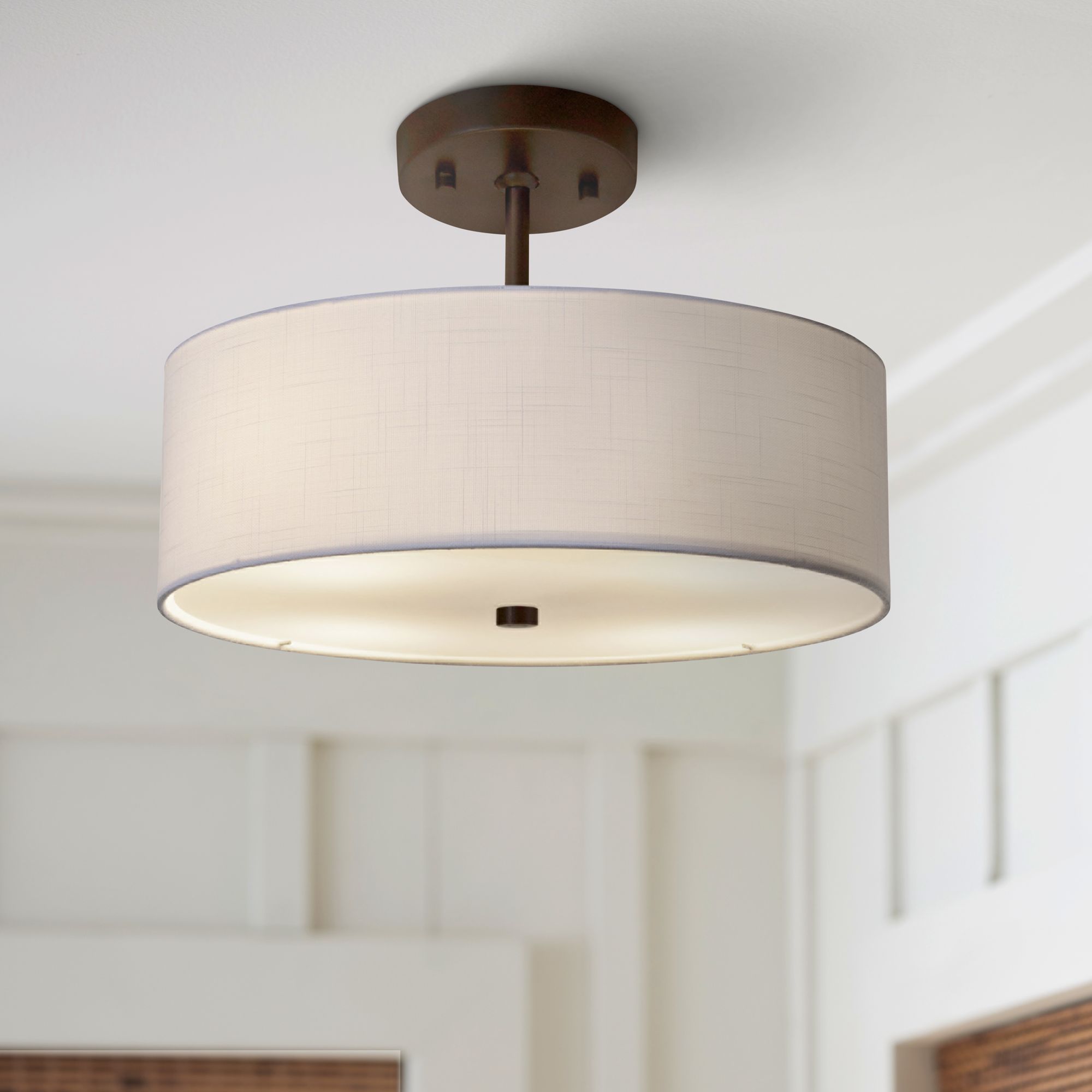 Textile™ Classic 14"W Bronze White Drum Pendant Light