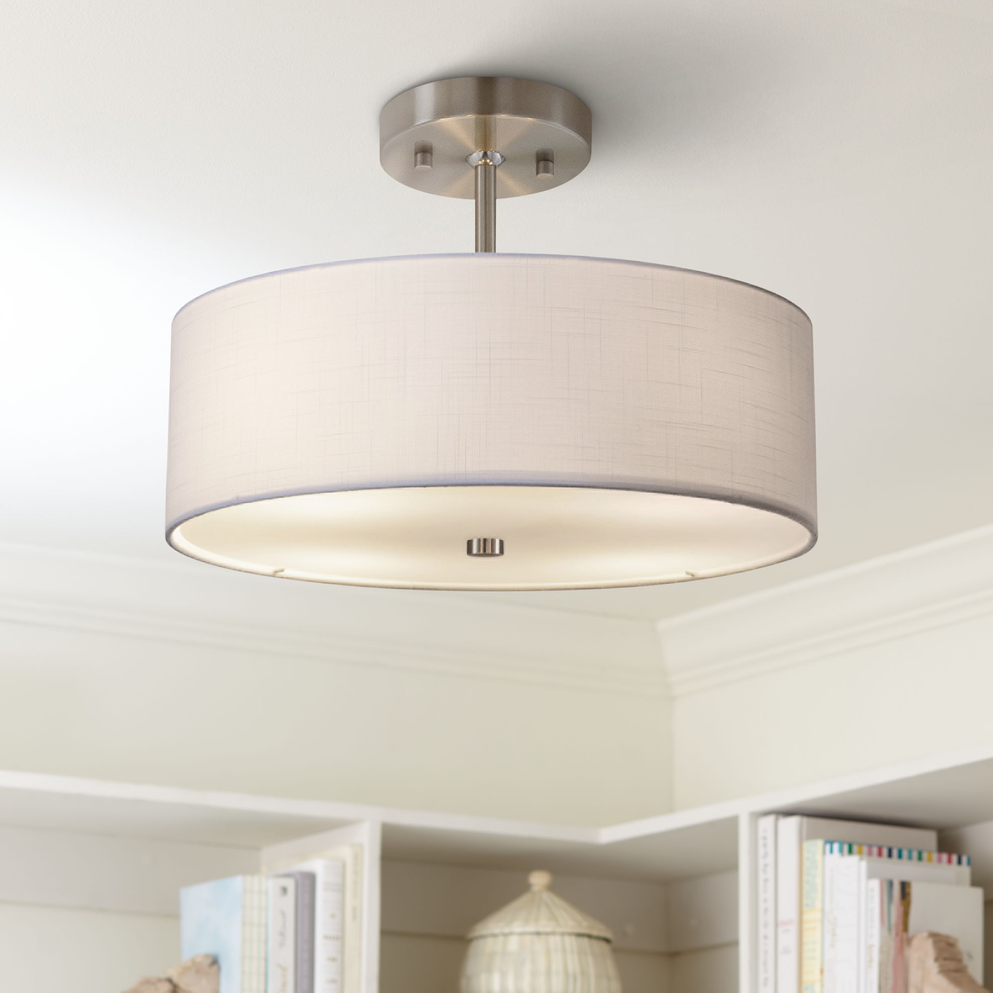 Textile™ Classic 14"W Nickel White Drum Pendant Light