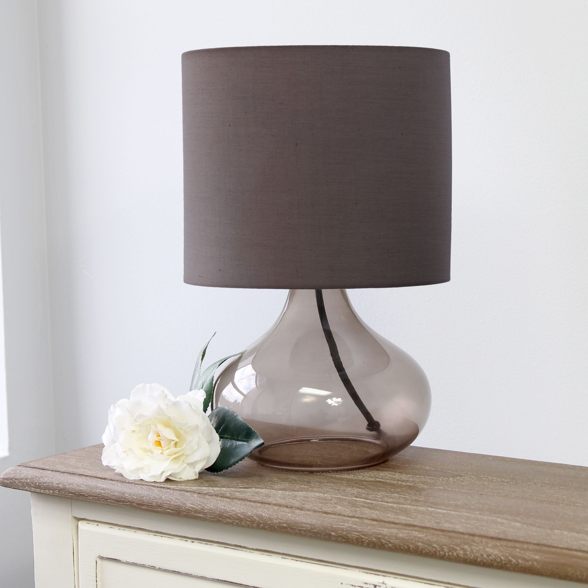 Simple Designs 13 1/2"H Smoke Glass Gray Accent Table Lamp