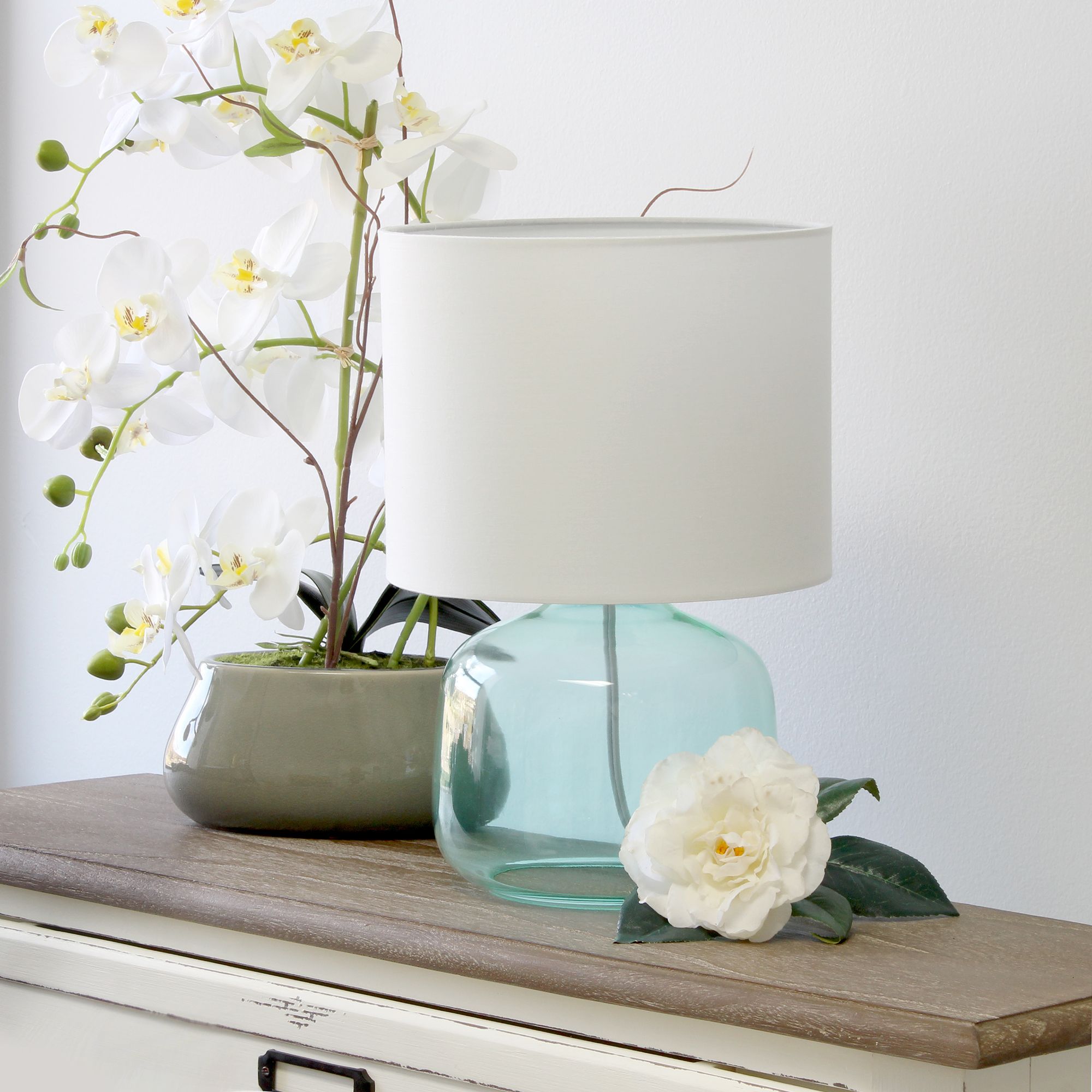Simple Designs 13"H Aqua Accent Table Lamp with White Shade