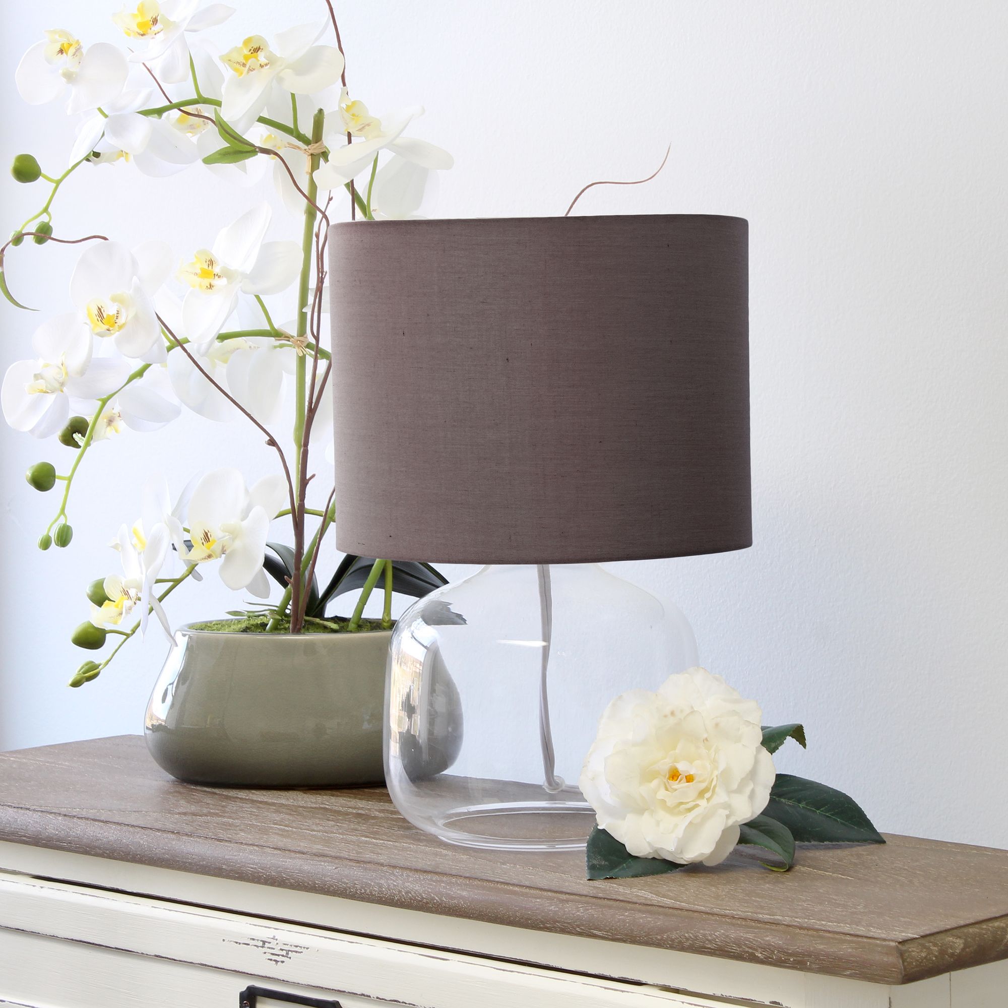 Simple Designs 13" High Clear Glass Gray Accent Table Lamp