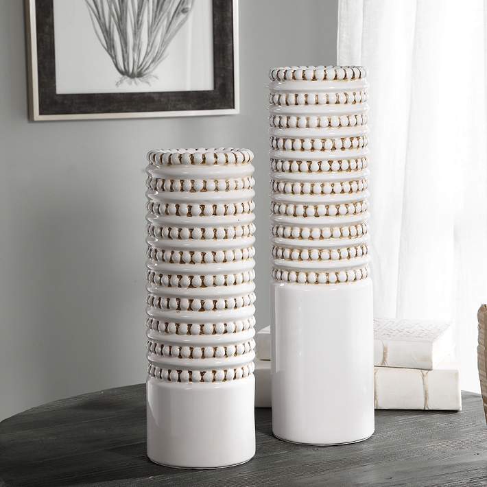Deco 79 85138 Ceramic Vase Gray/White