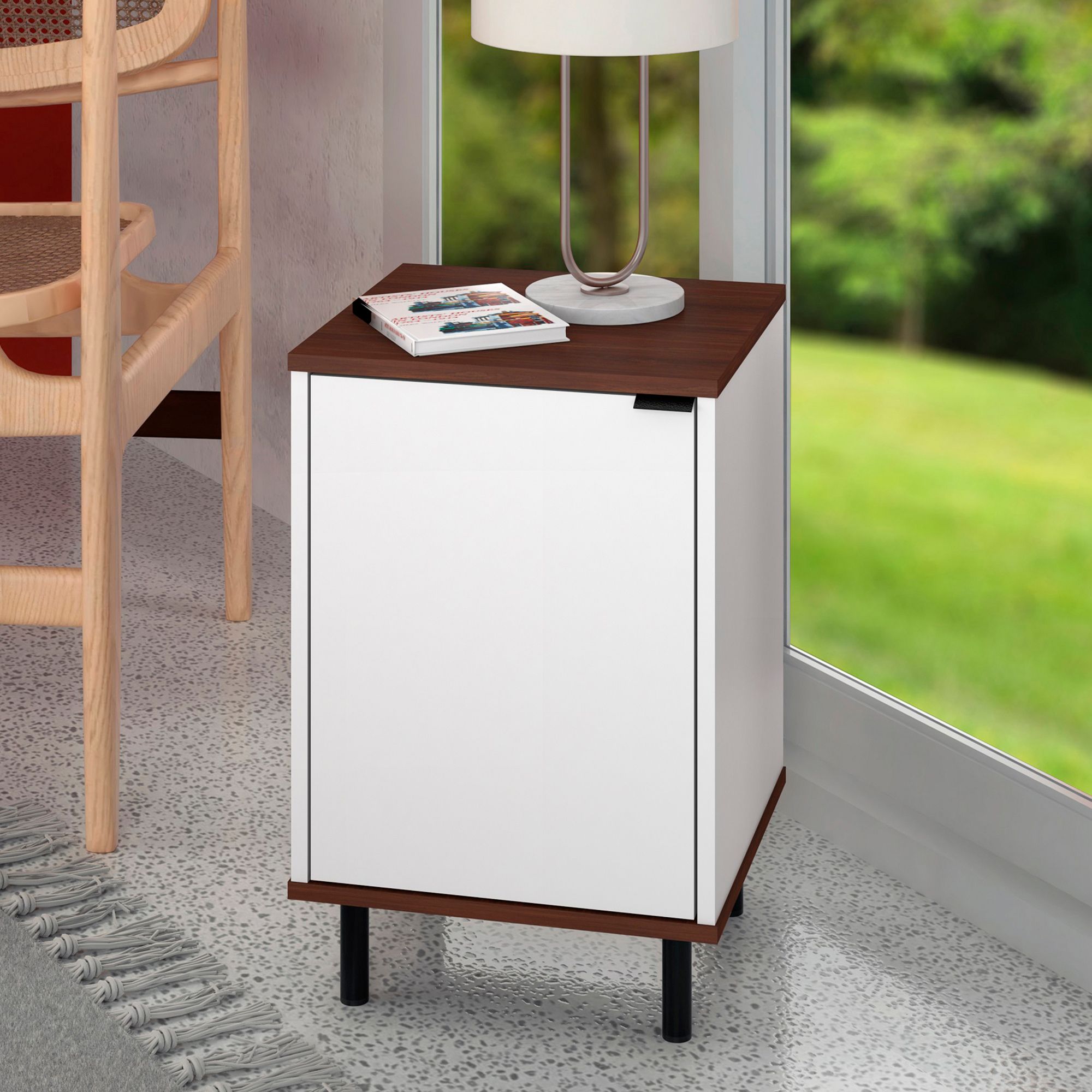 Mosholu 15" Wide White and Nut Brown Nightstand