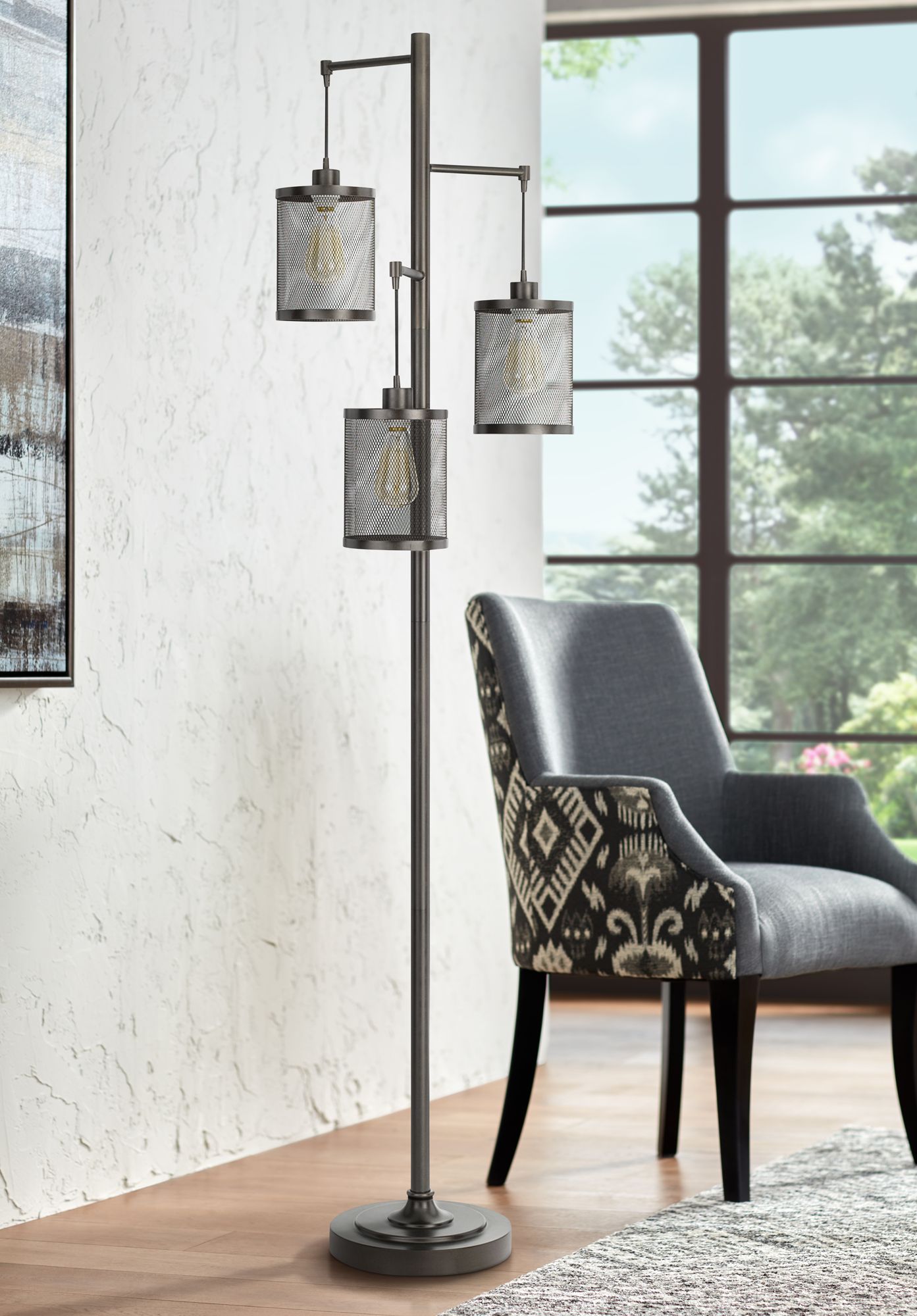 Pacific Dark Bronze 3Light Hanging Light Floor Lamp 860M0 Lamps Plus