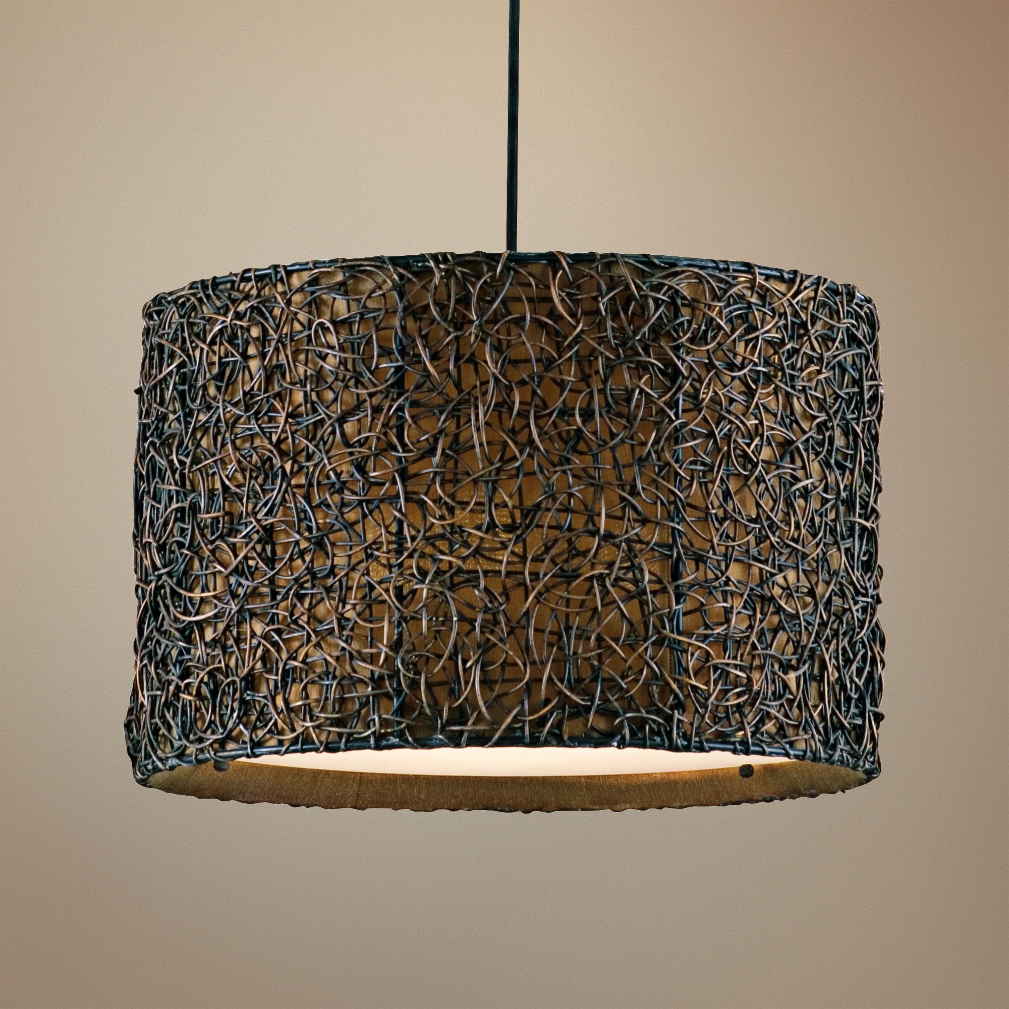 Uttermost Naturo 19" Wide Rattan Espresso 3-Light Pendant