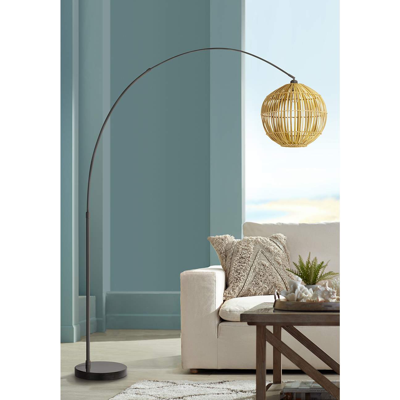 Lakeside Dark Bronze Adjustable Arc Floor Lamp - #868M0 | Lamps Plus