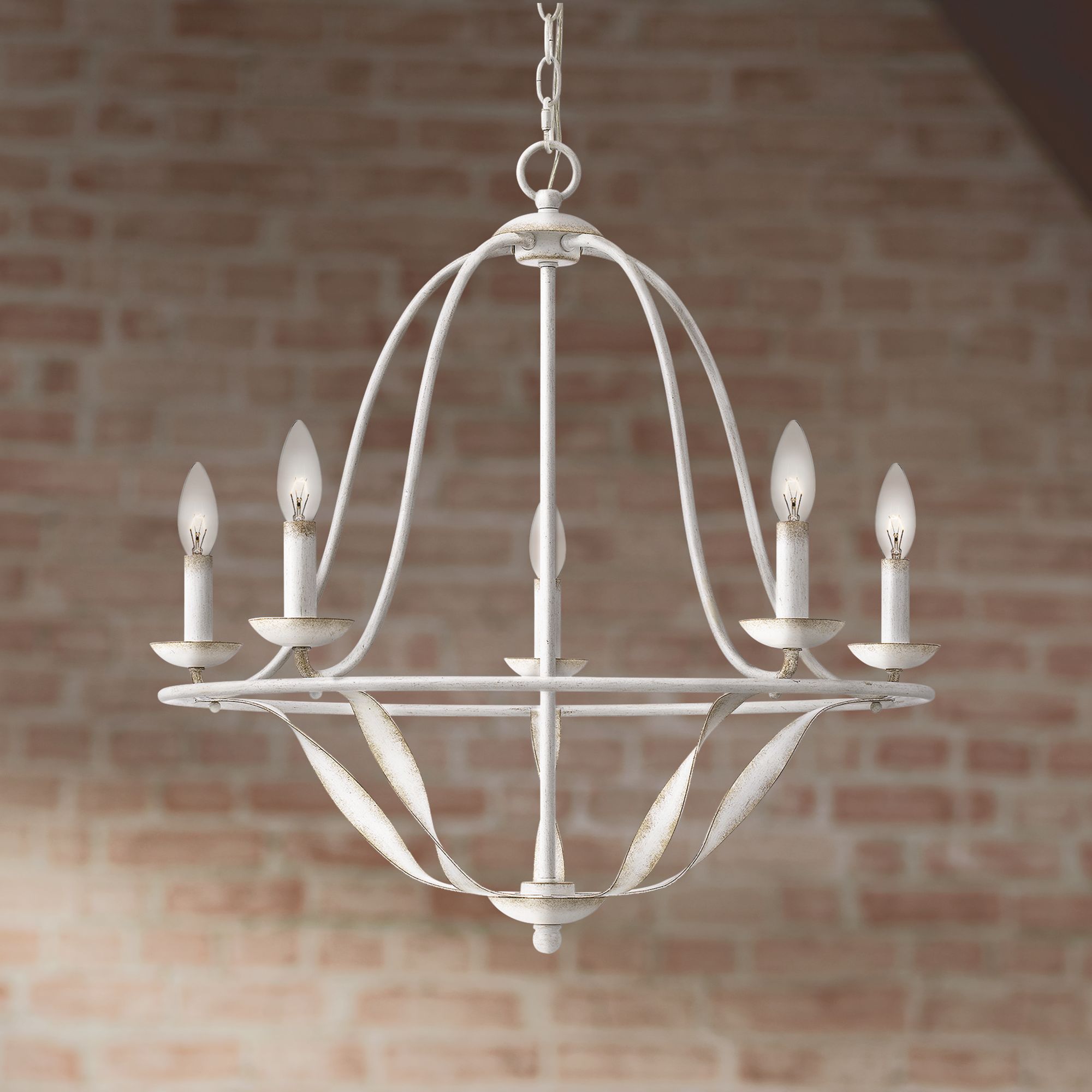 Quoizel Bradbury 25" Wide Antique White 5-Light Chandelier