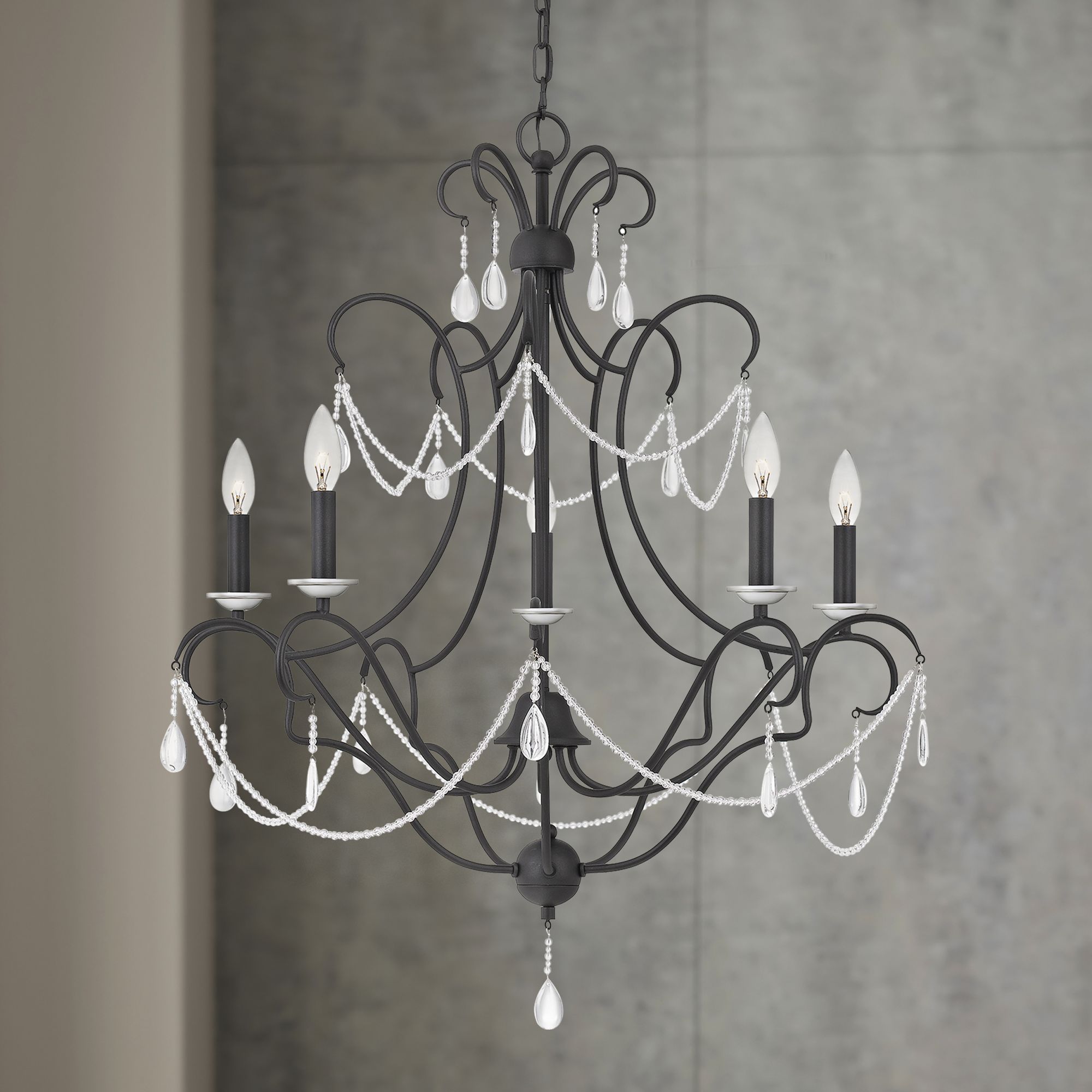 Quoizel Bray 29" Wide Earth Black 5-Light Chandelier