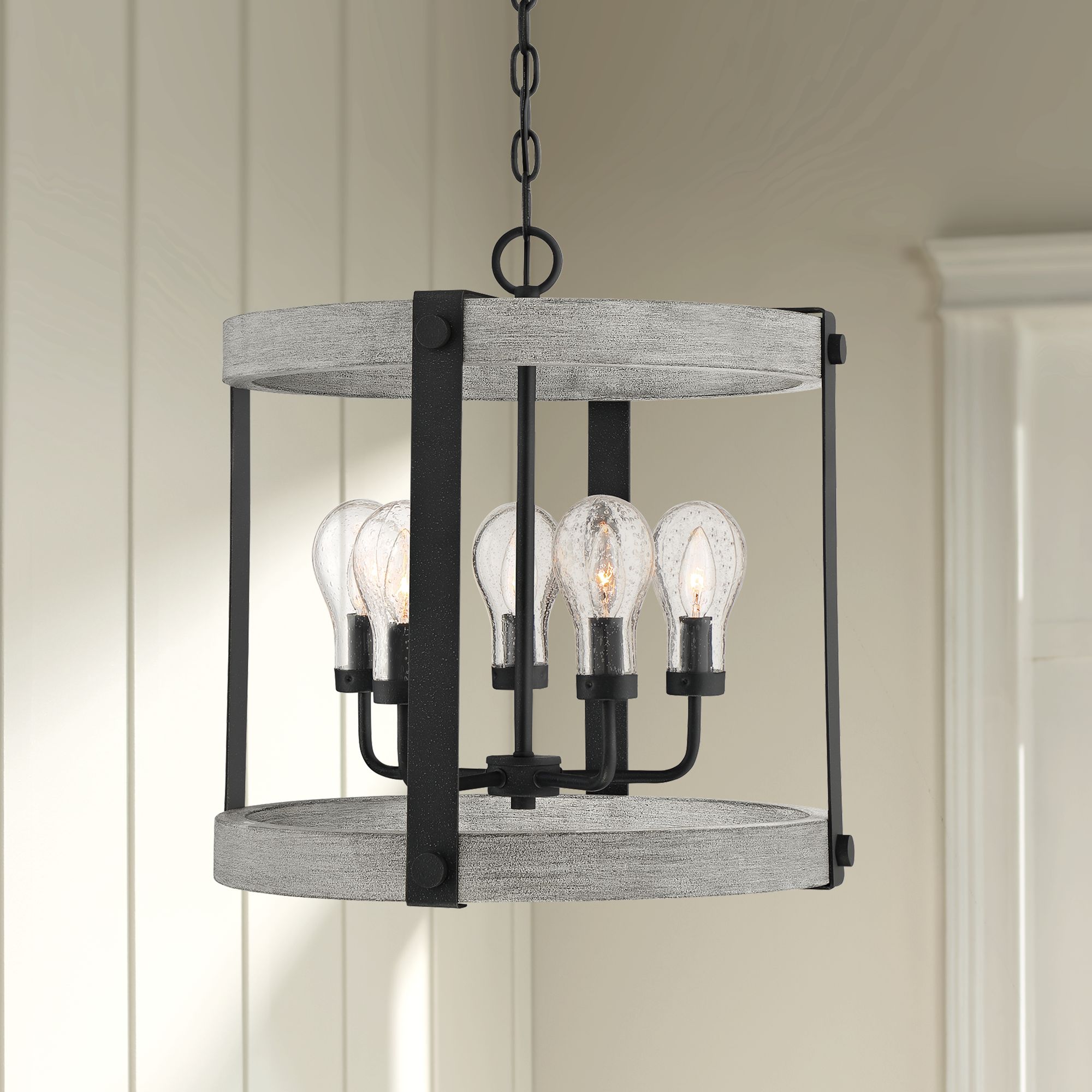 Quoizel Carlisle 21" Wide Gray Ash 5-Light Foyer Pendant