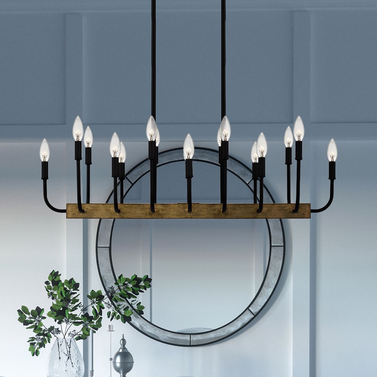 Quoizel Coda 39" Wide Matte Black 16-Light Island Chandelier