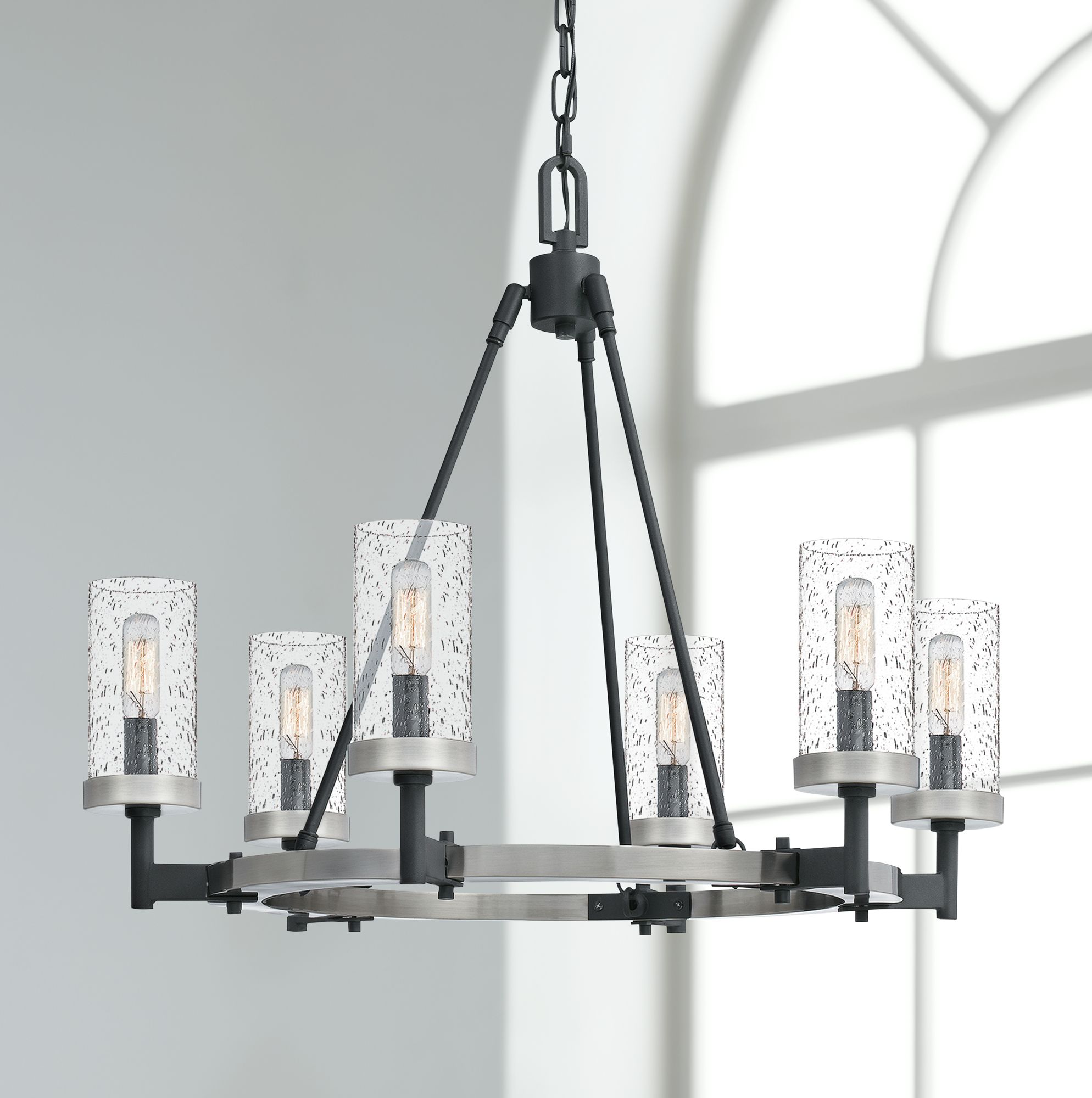 Quoizel Fallon 25" Wide Earth Black 6-Light Chandelier