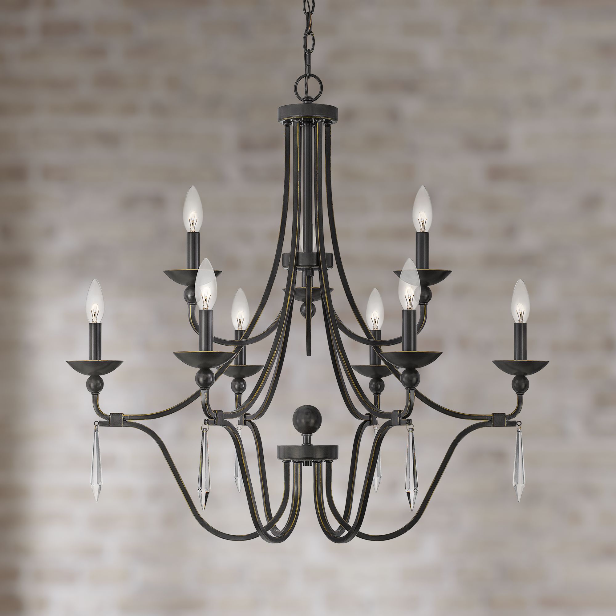 Quoizel Joules 32" Wide Palladian Bronze 9-Light Chandelier
