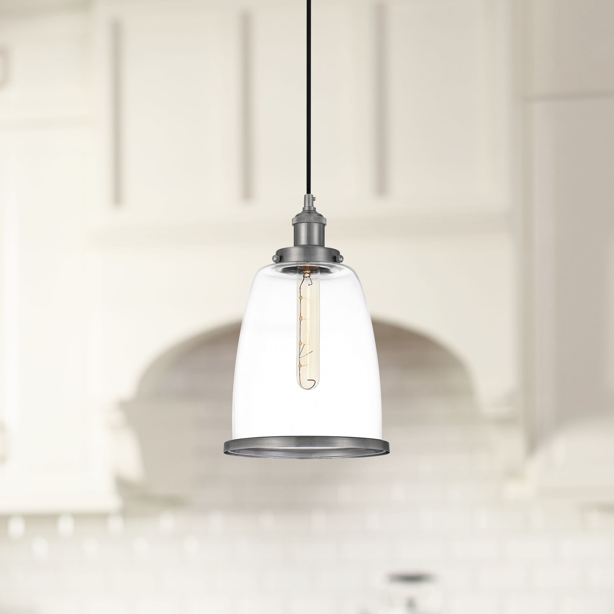 Quoizel Leo 8"W Antique Nickel and Clear Glass Mini Pendant