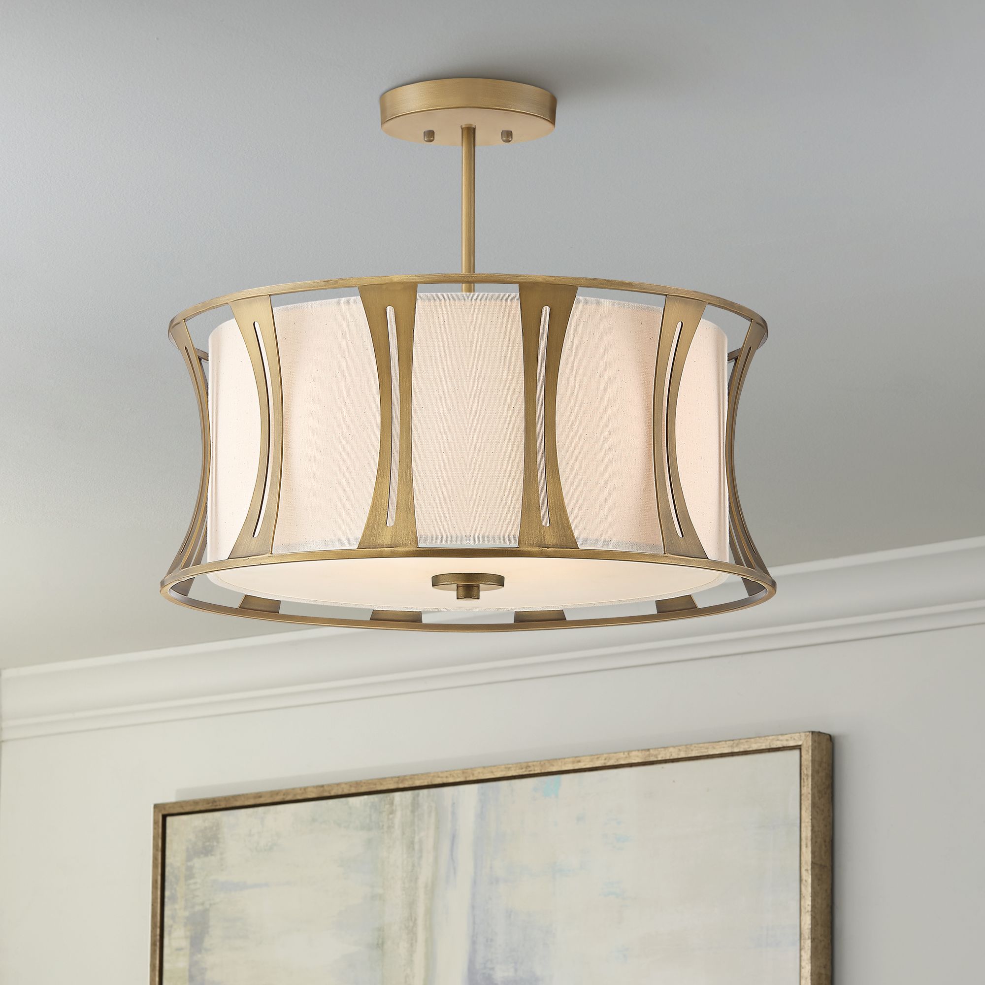 Quoizel Woodmere 20" Wide Egyptian Gold Drum Ceiling Light