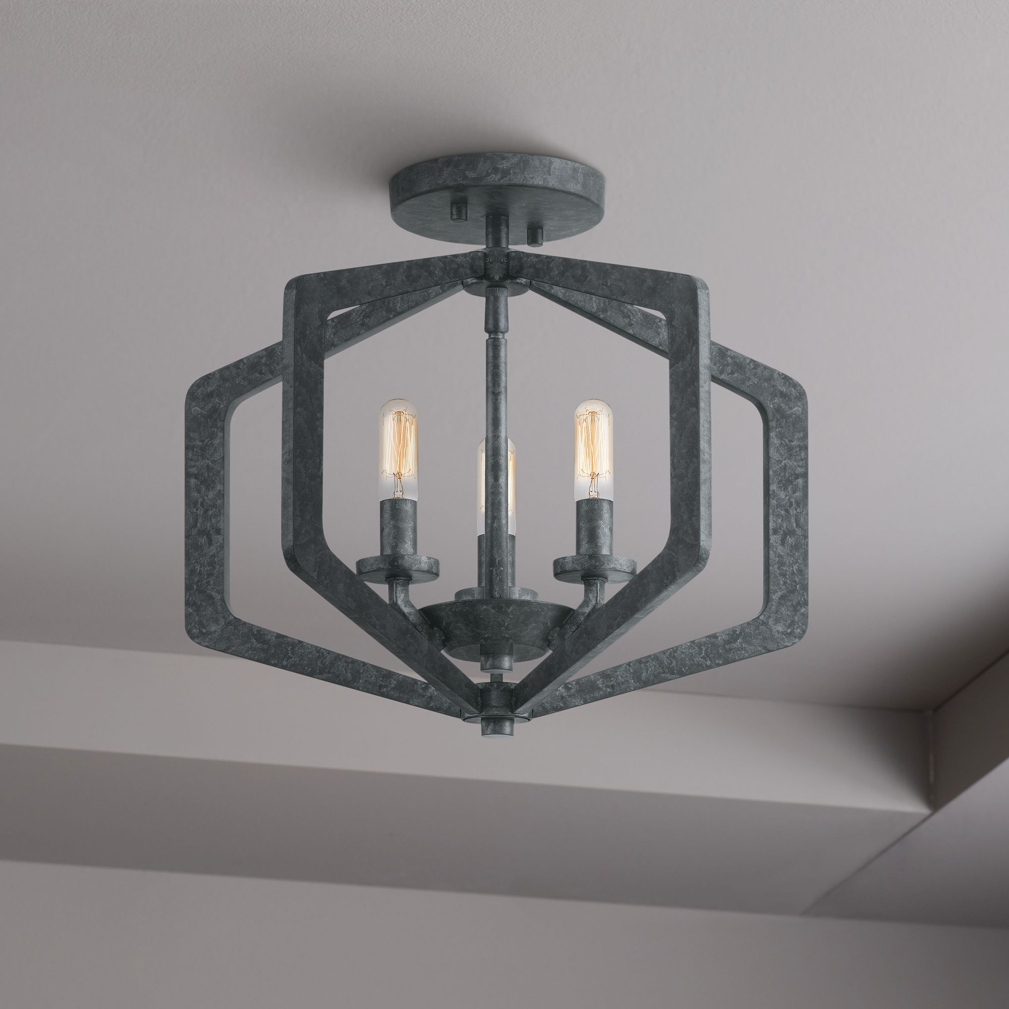 Quoizel Vanguard 16" Wide Old Black 3-Light Ceiling Light