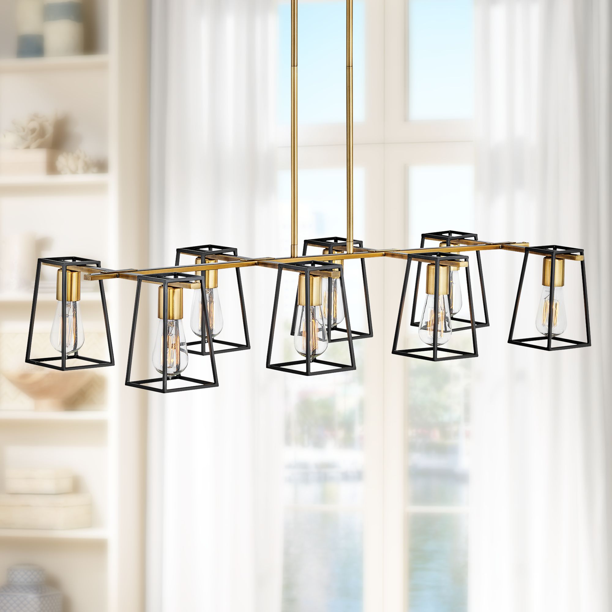 Hinkley Filmore 40"W Heritage Brass 8-Light Island Pendant