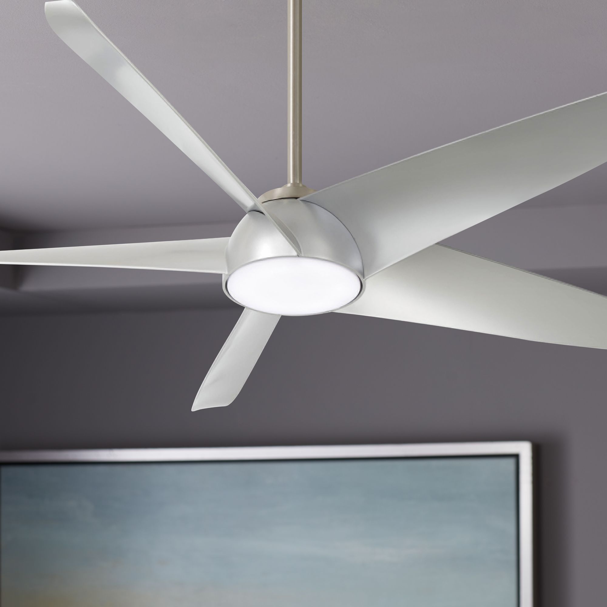 60" Minka Aire Ellipse Brushed Nickel and Silver LED Smart Ceiling Fan