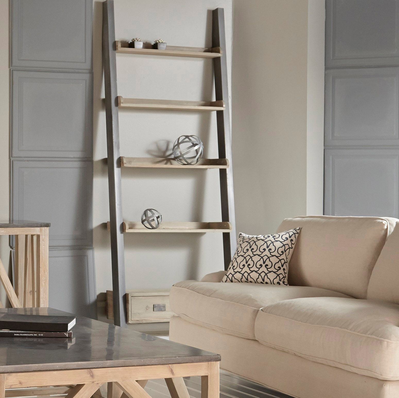 Library 36" Wide Smoke Gray 5-Shelf 1-Drawer Bookshelf