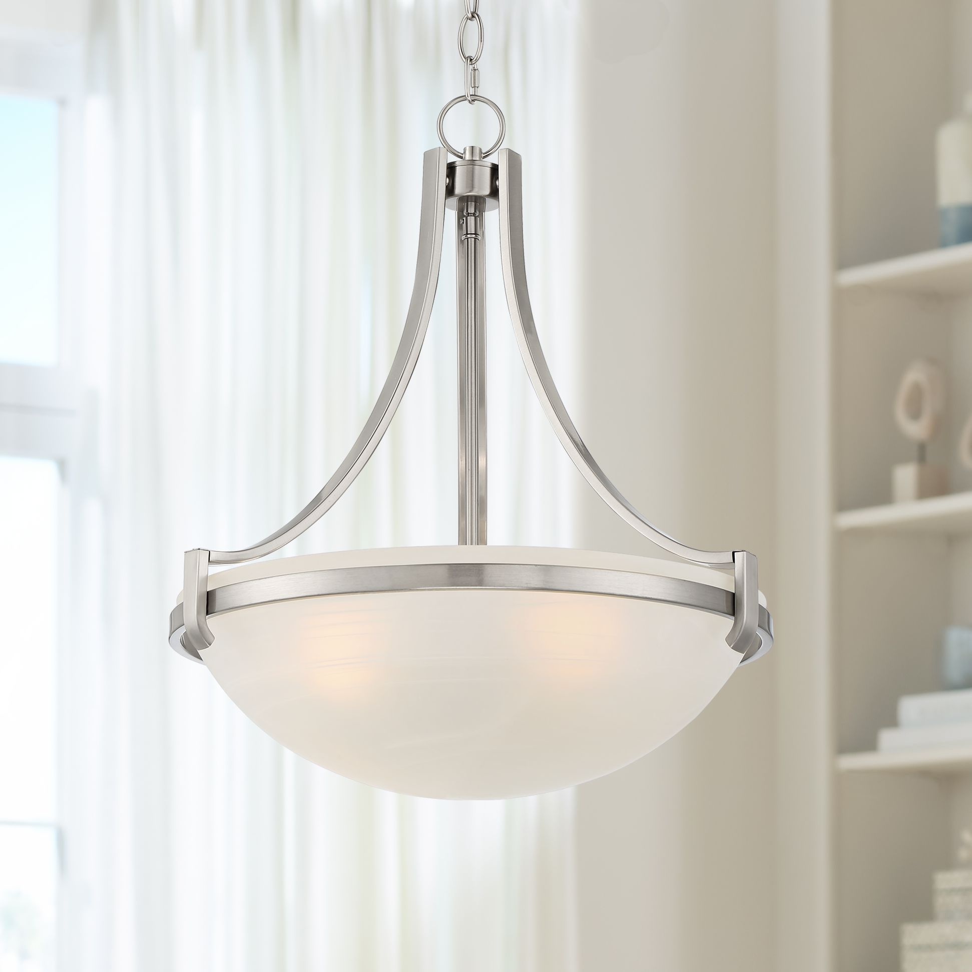 Mallot 20" Wide Brushed Nickel Modern Glass Bowl Pendant Light