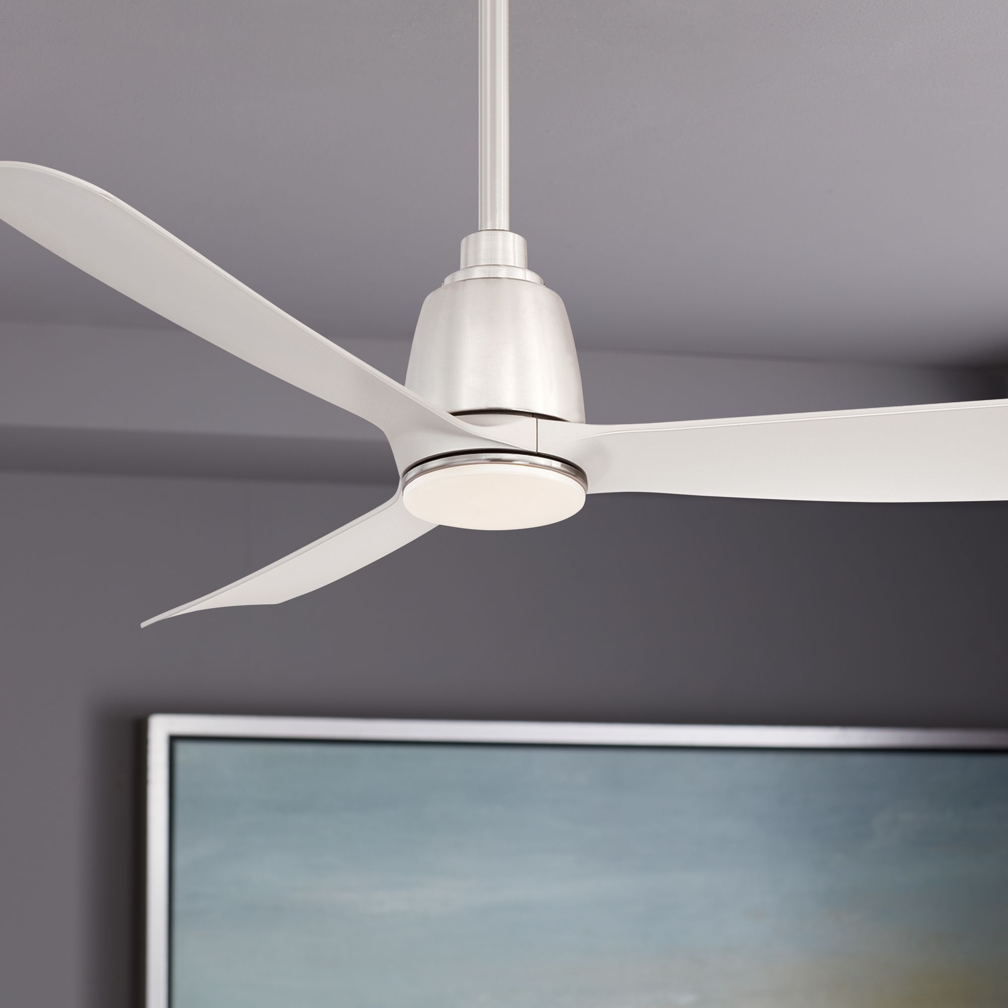 44" Fanimation Kute Brushed Nickel Damp LED Ceiling Fan