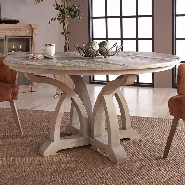 Carnegie 60&quot; Wide Smoke Gray Round Dining Table