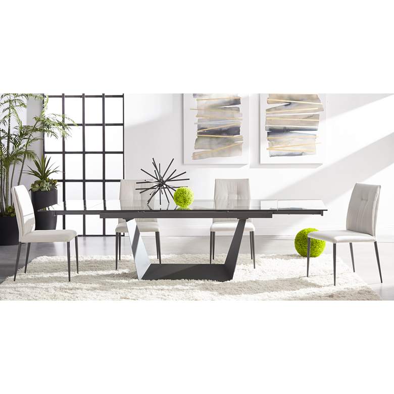 Victory 106 1/2&quot;W Matte Dark Gray Extendable Dining Table 