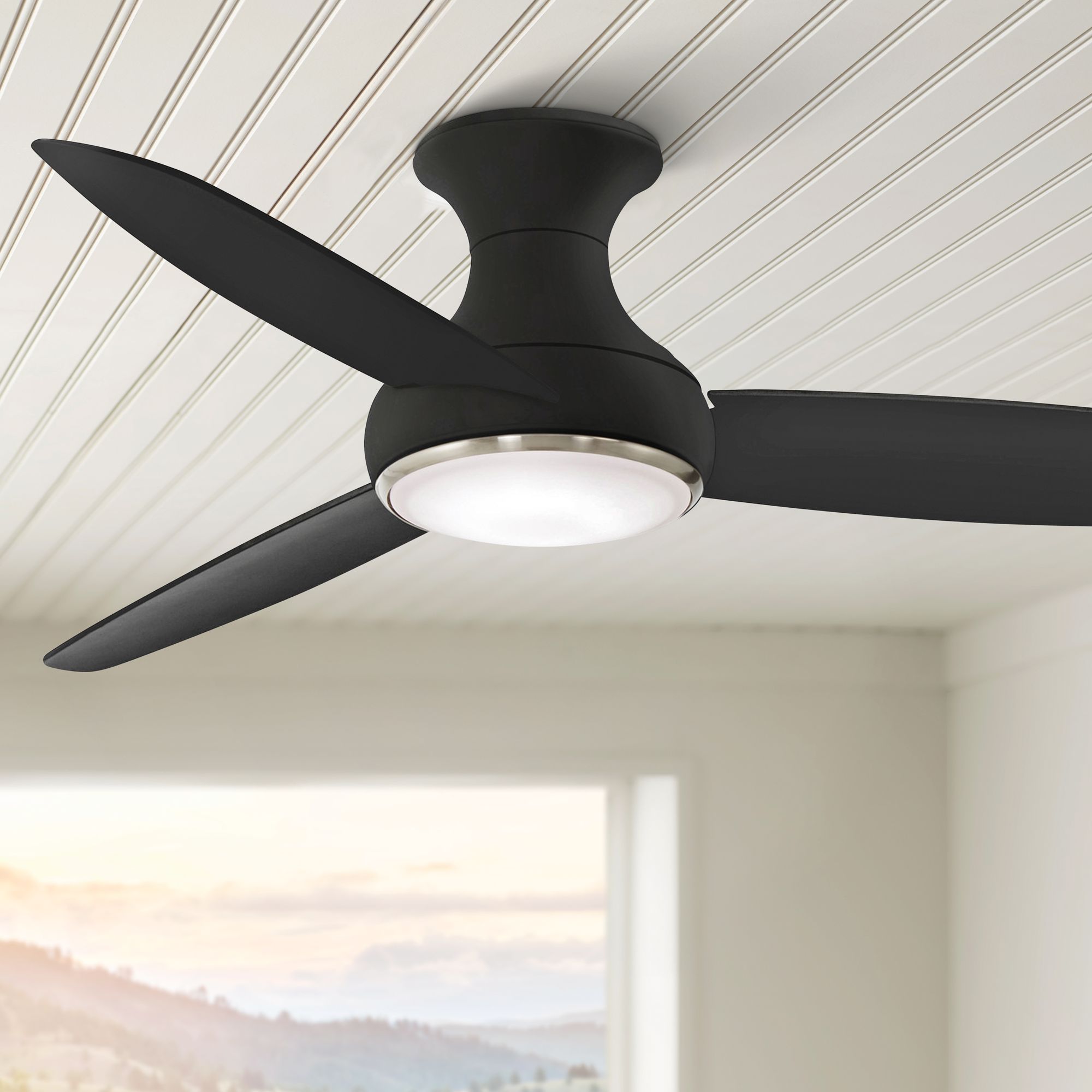 Minka Aire Hugger Ceiling Fans       : Minkaaire F626l Whf Flat White Skinnie 56 3 Blade Indoor Outdoor Led Ceiling Fan With Remote Control Included Lightingdirect Com / Welcome to ceilingfan.com, the largest ceiling fan only website online since 1996.
