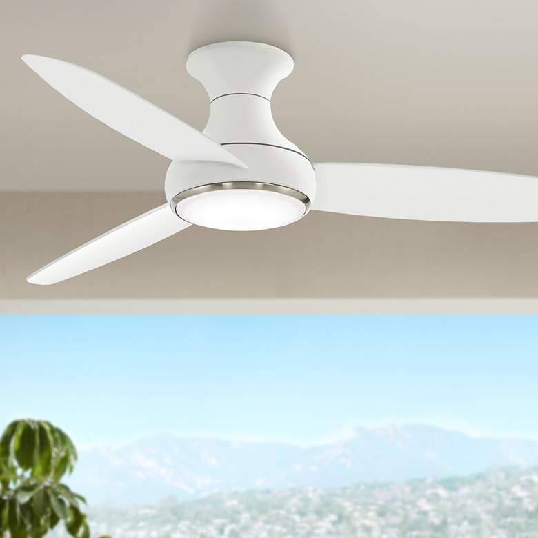 54&quot; Concept III White Hugger Smart Fan LED Wet Ceiling Fan