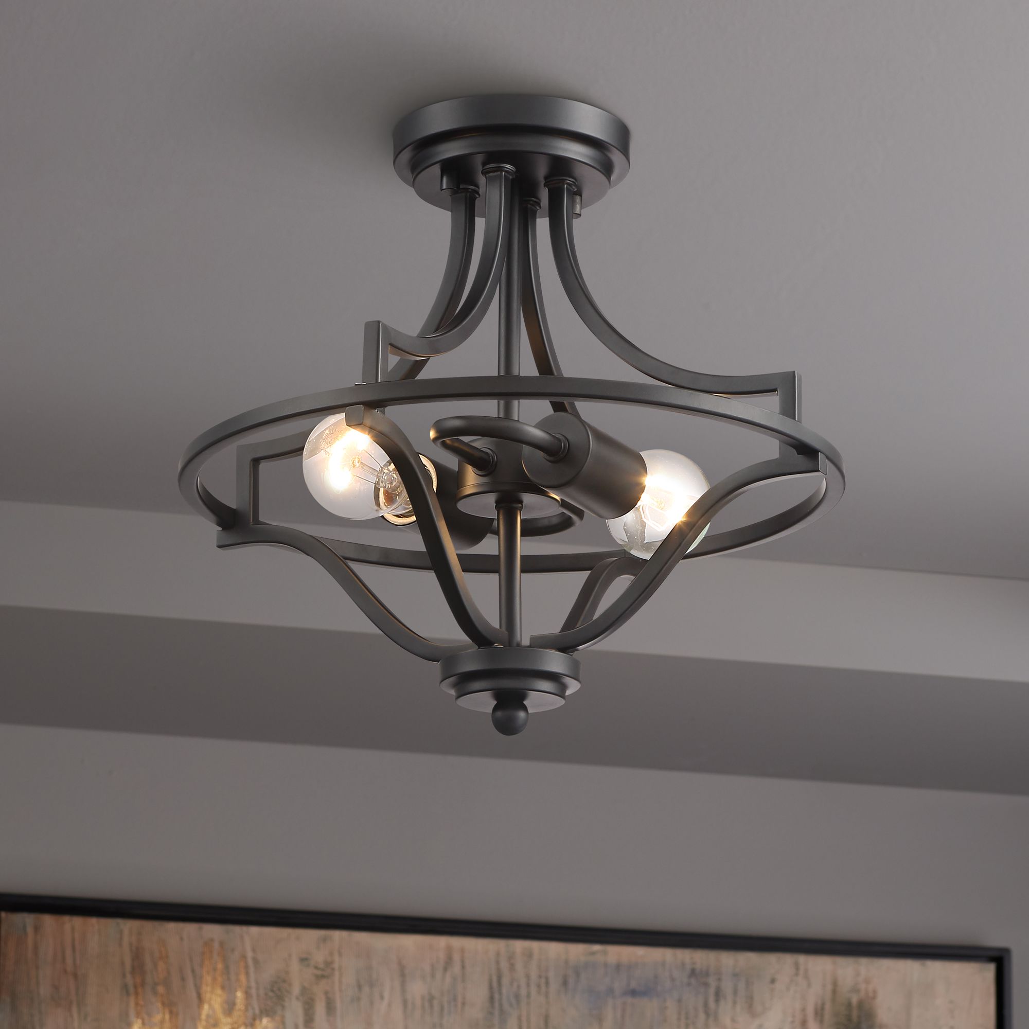 Kander 13" Wide Black 2-Light Ceiling Light