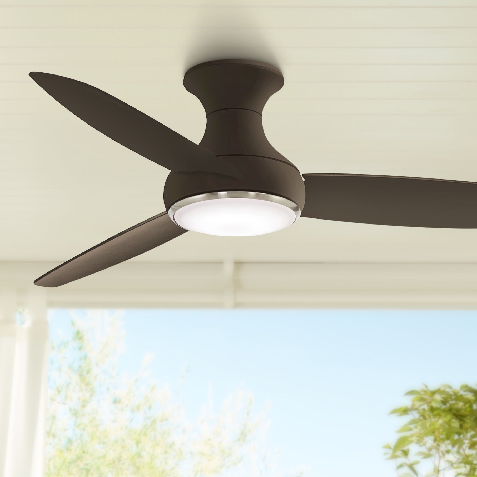 54" Concept III Oiled Bronze Hugger Smart Fan LED Wet Ceiling Fan