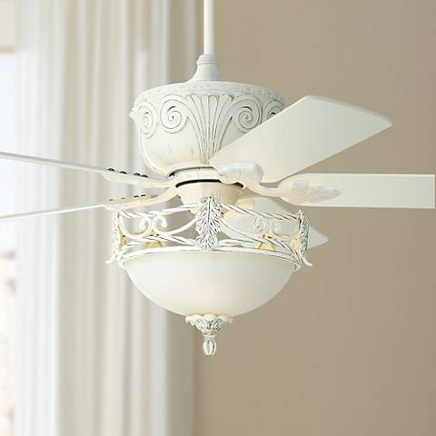 52" Casa Devilleâ¢ Rubbed White Ceiling Fan with Light