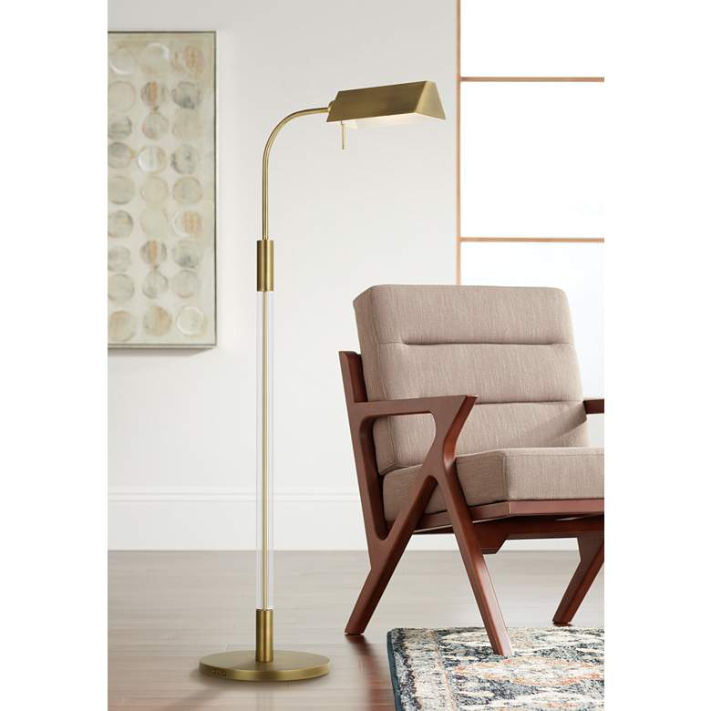 Robert Time Worn Brass and Clear Acrylic LED Floor Lamp by Ralph Lauren