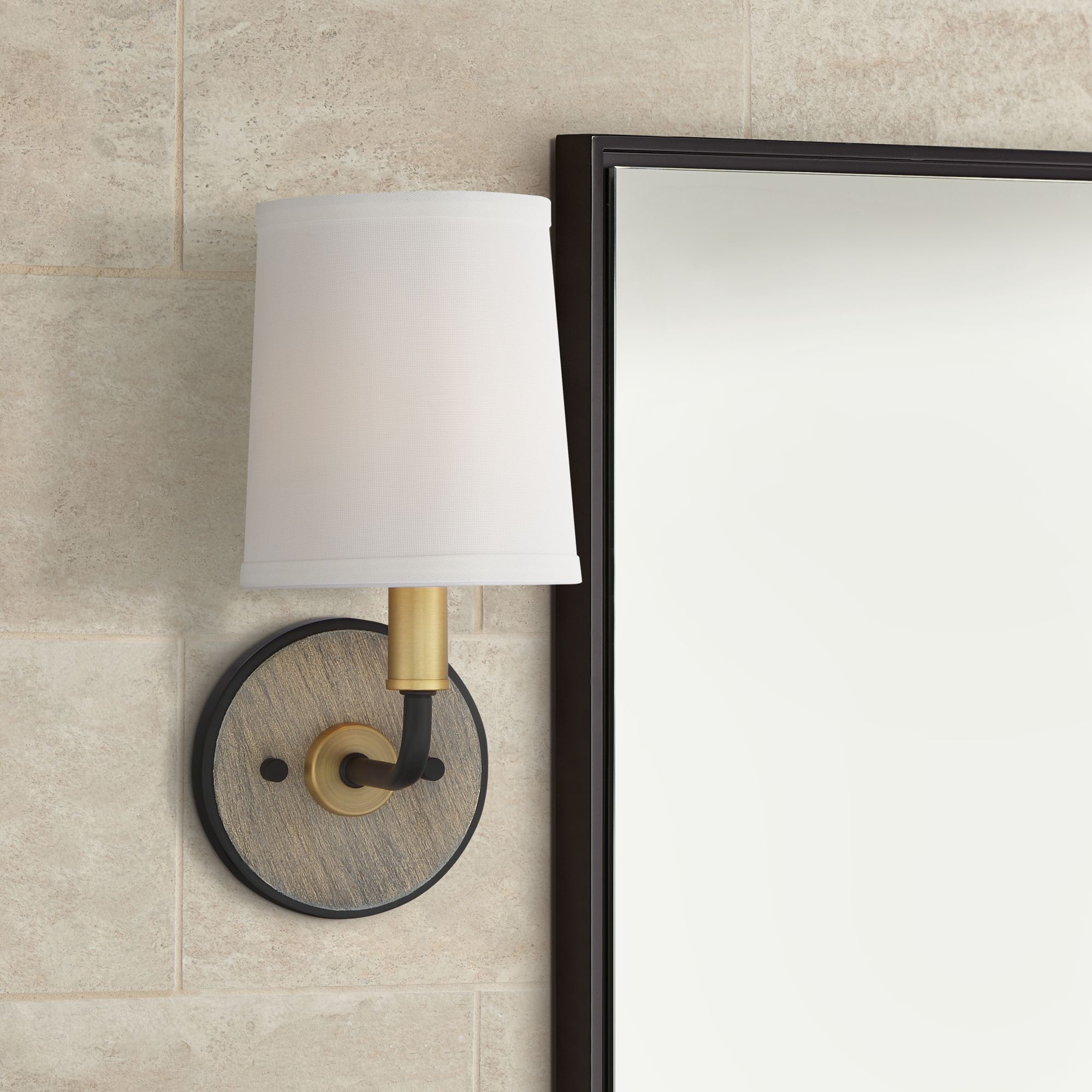 Possini Euro Isabel 12" High Warm Brass Black Wall Sconce