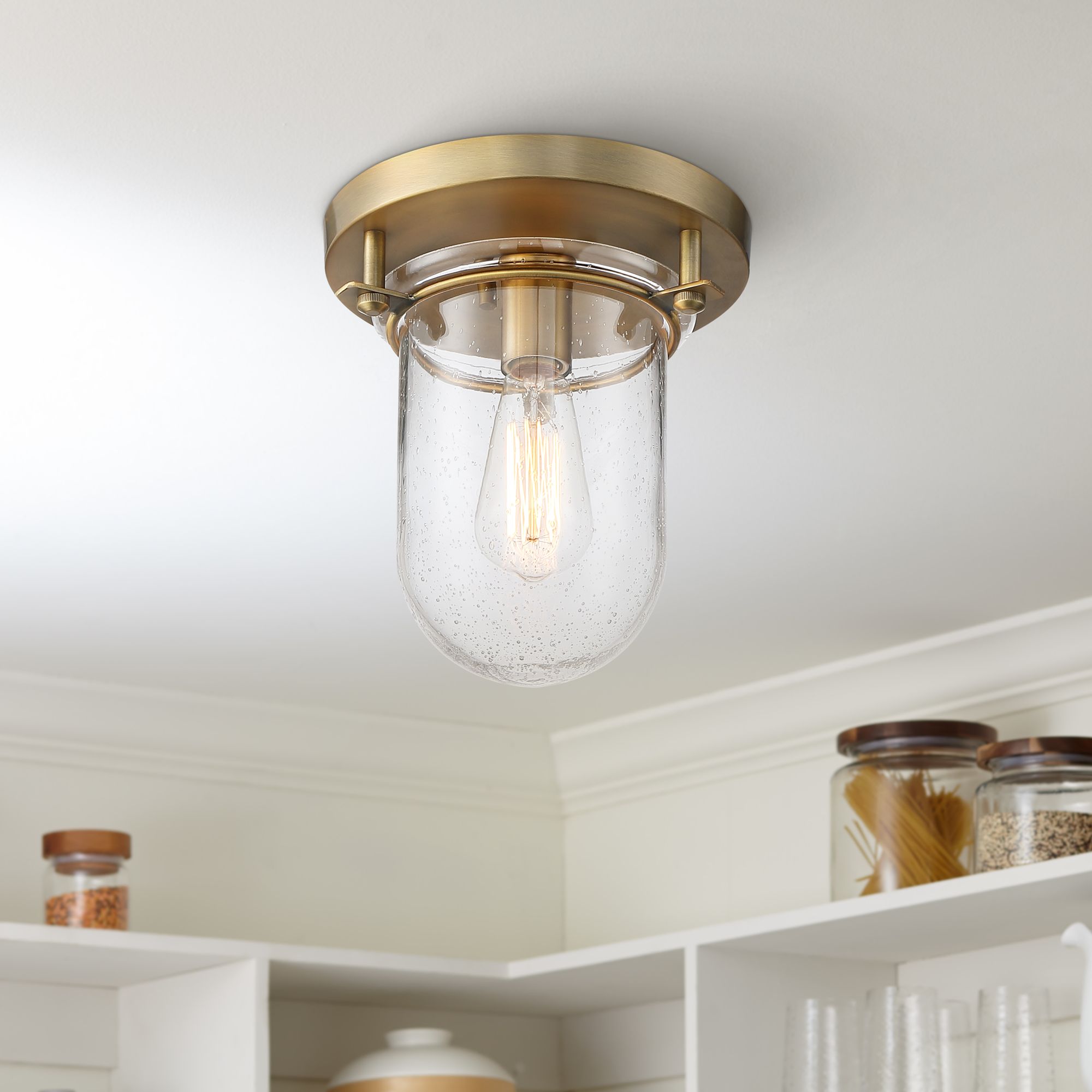 Stiffel Melkin 9 1/4" Wide Warm Brass Ceiling Light