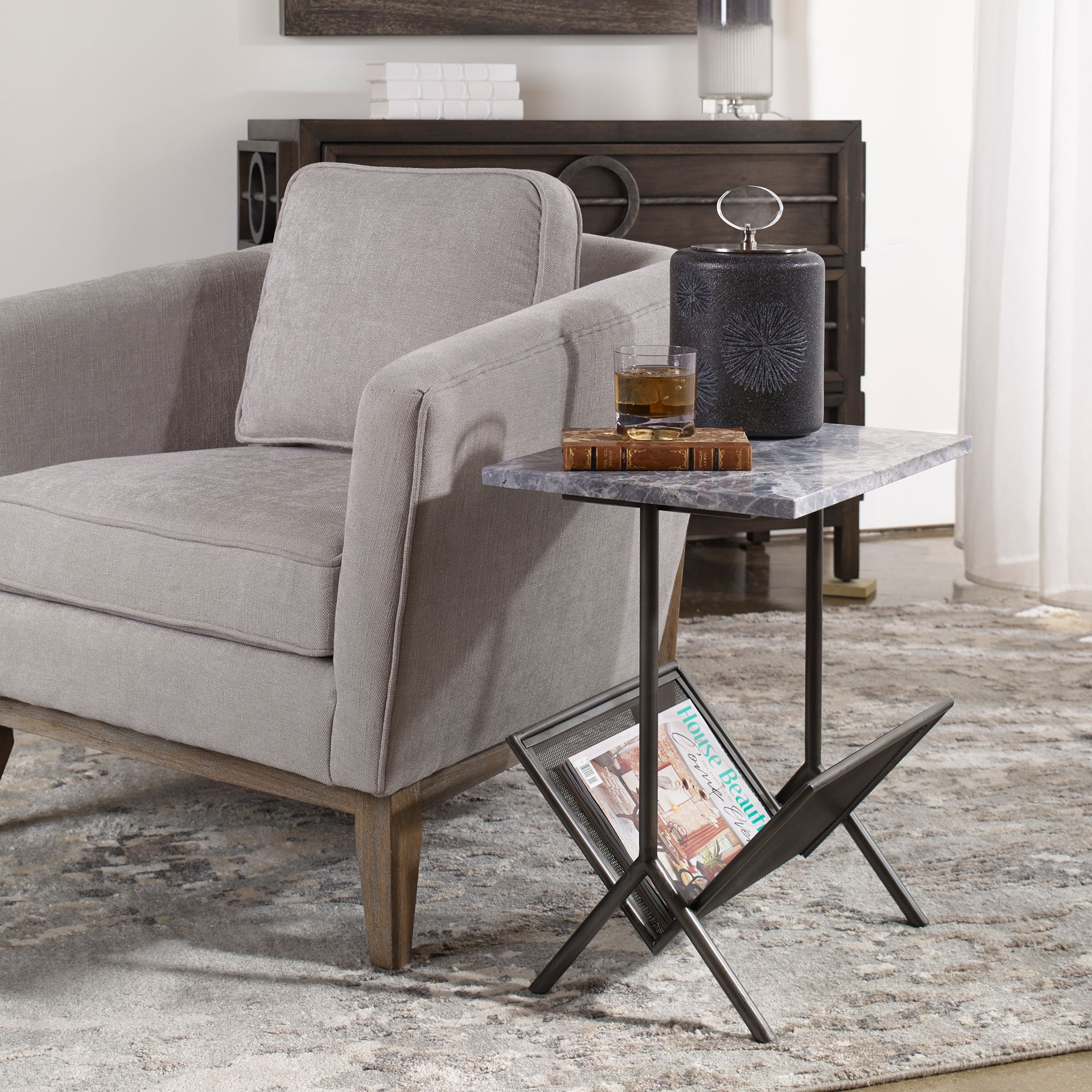 Uttermost Sosa 16 1/2" Wide Gunmetal Gray Magazine Table