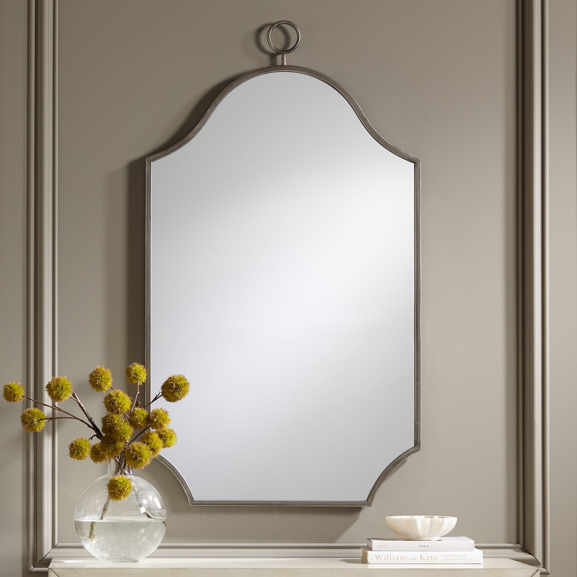 Pasaic Silver 24" x 42 3/4" Arched Top Wall Mirror