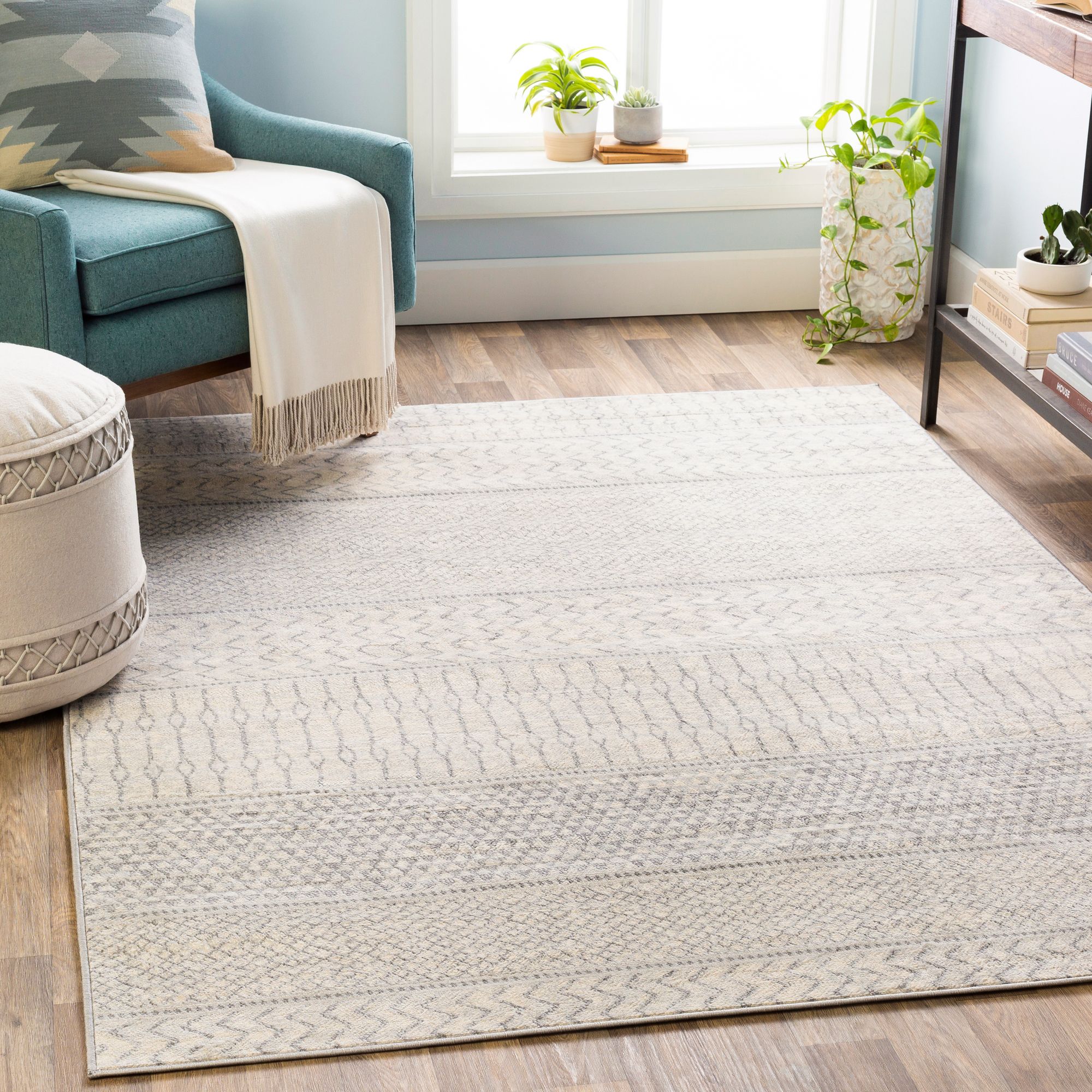 Surya Monaco MOC-2306 Silver Gray and Cream Area Rug