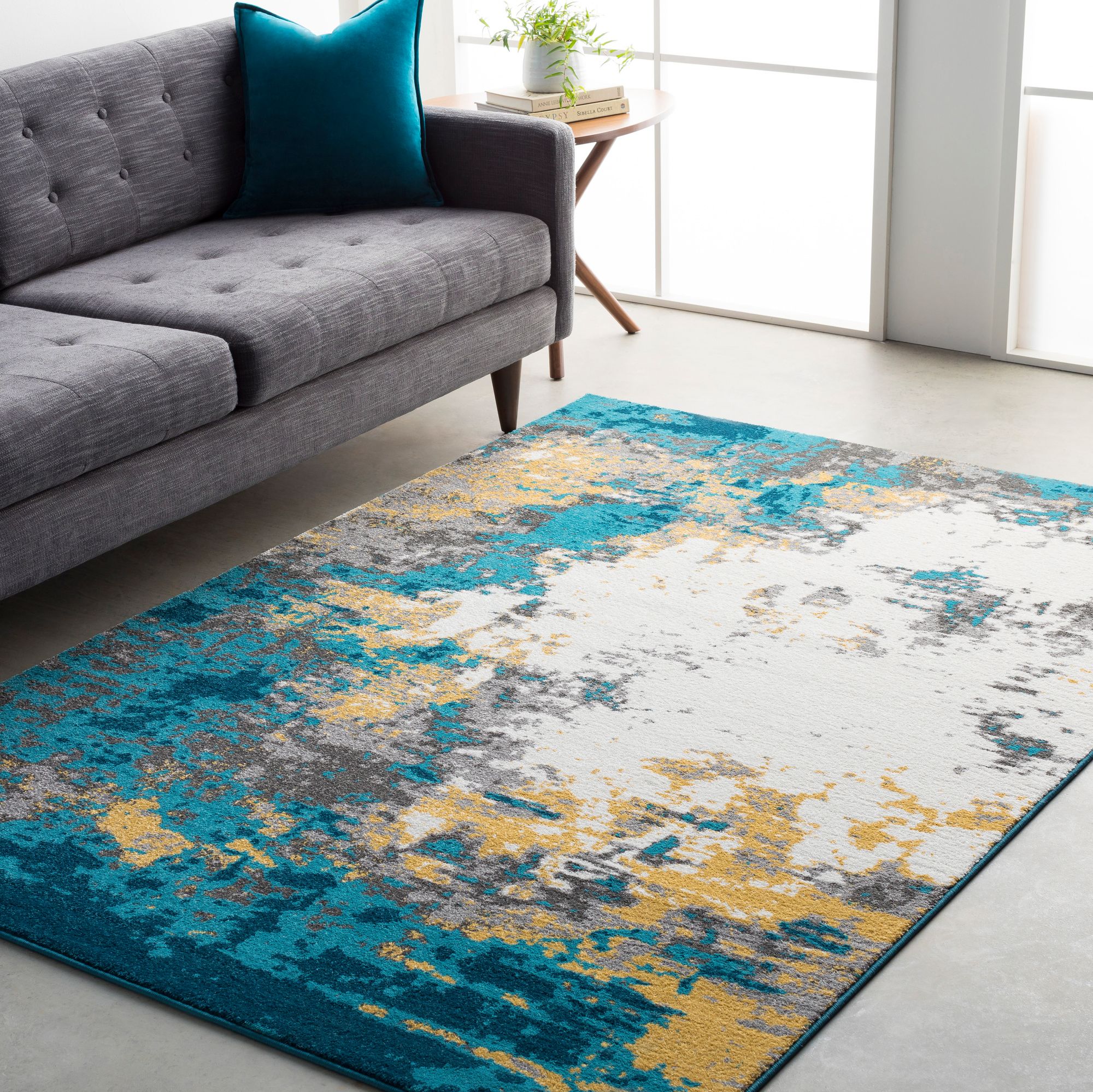 Surya Pepin PEI1012 Bright Blue and Mustard Area Rug