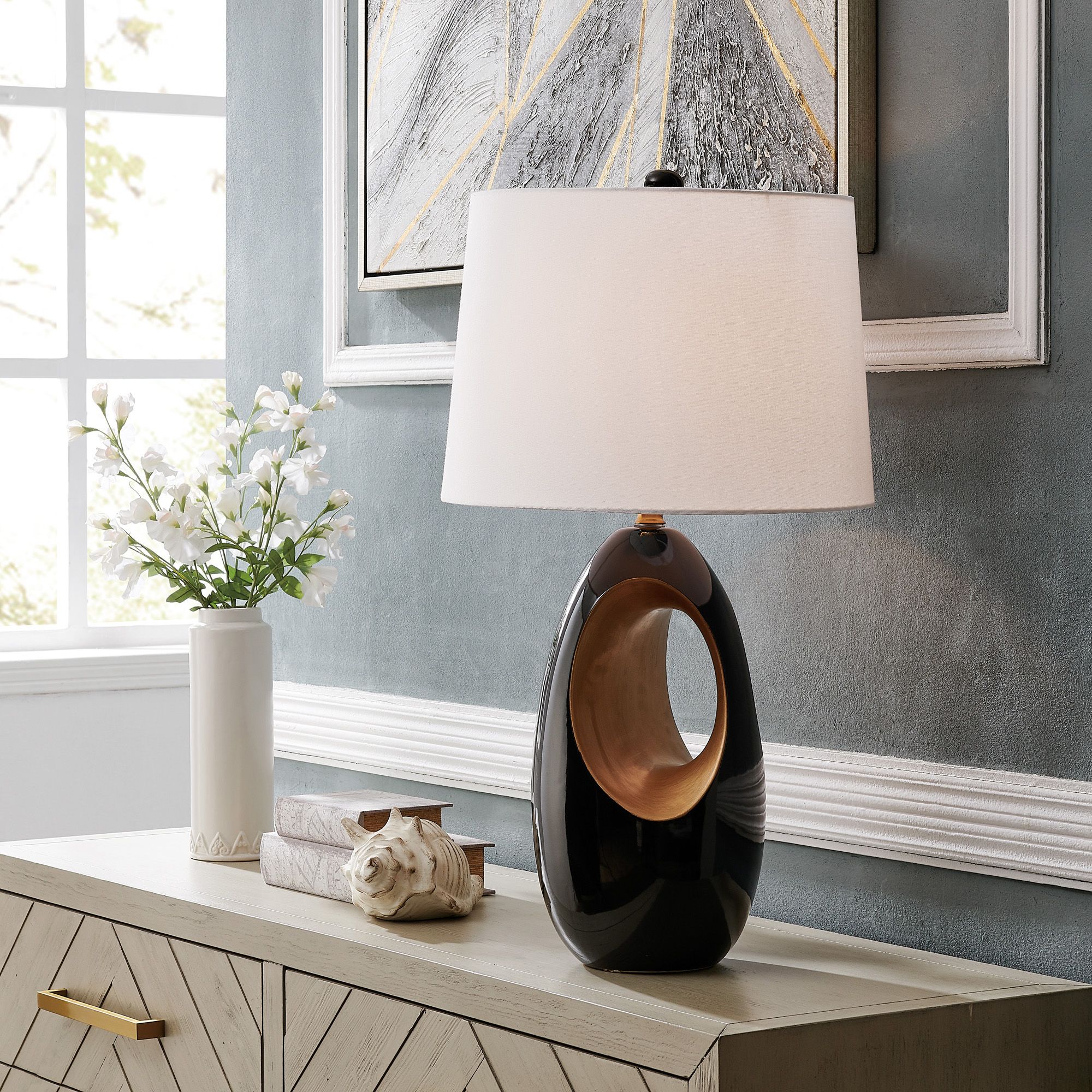 Lite Source Maire Black and Gold Ceramic Table Lamp